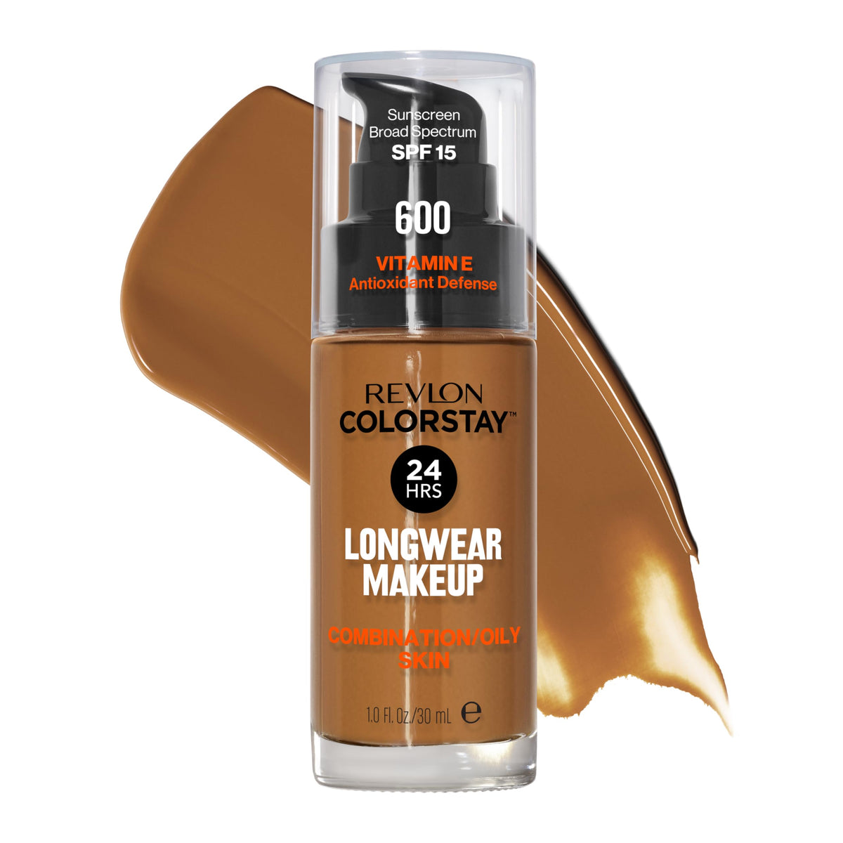 Revlon Liquid Foundation, ColorStay Face Makeup for Combination & Oily Skin, SPF 15, Medium-Full Coverage with Matte Finish, 600 Cinnamon, 1 Fl Oz Beauty & Personal Care REVLON