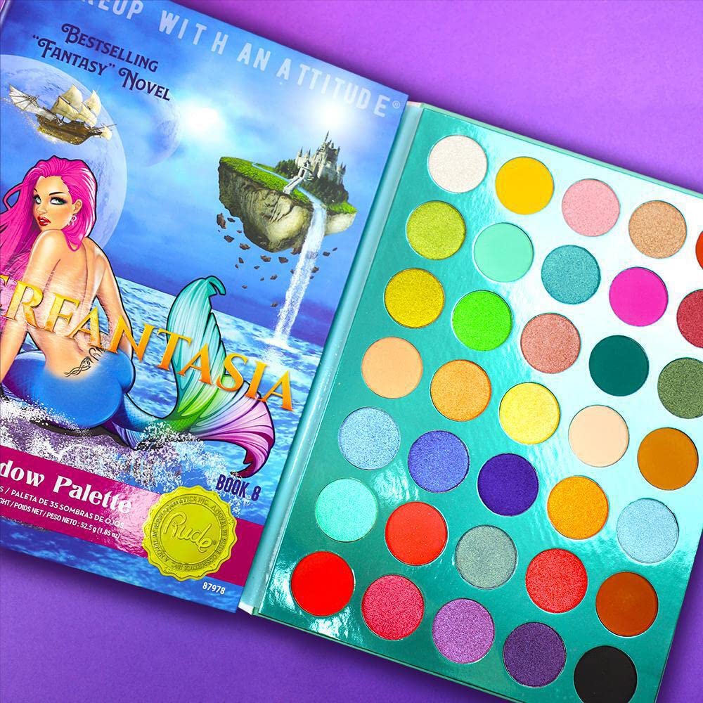 Rude Cosmetics Merfantasia 35 Eyeshadows Palette - Book 8 for Women - 1.34 oz Eye Shadow Beauty & Personal Care RUDE