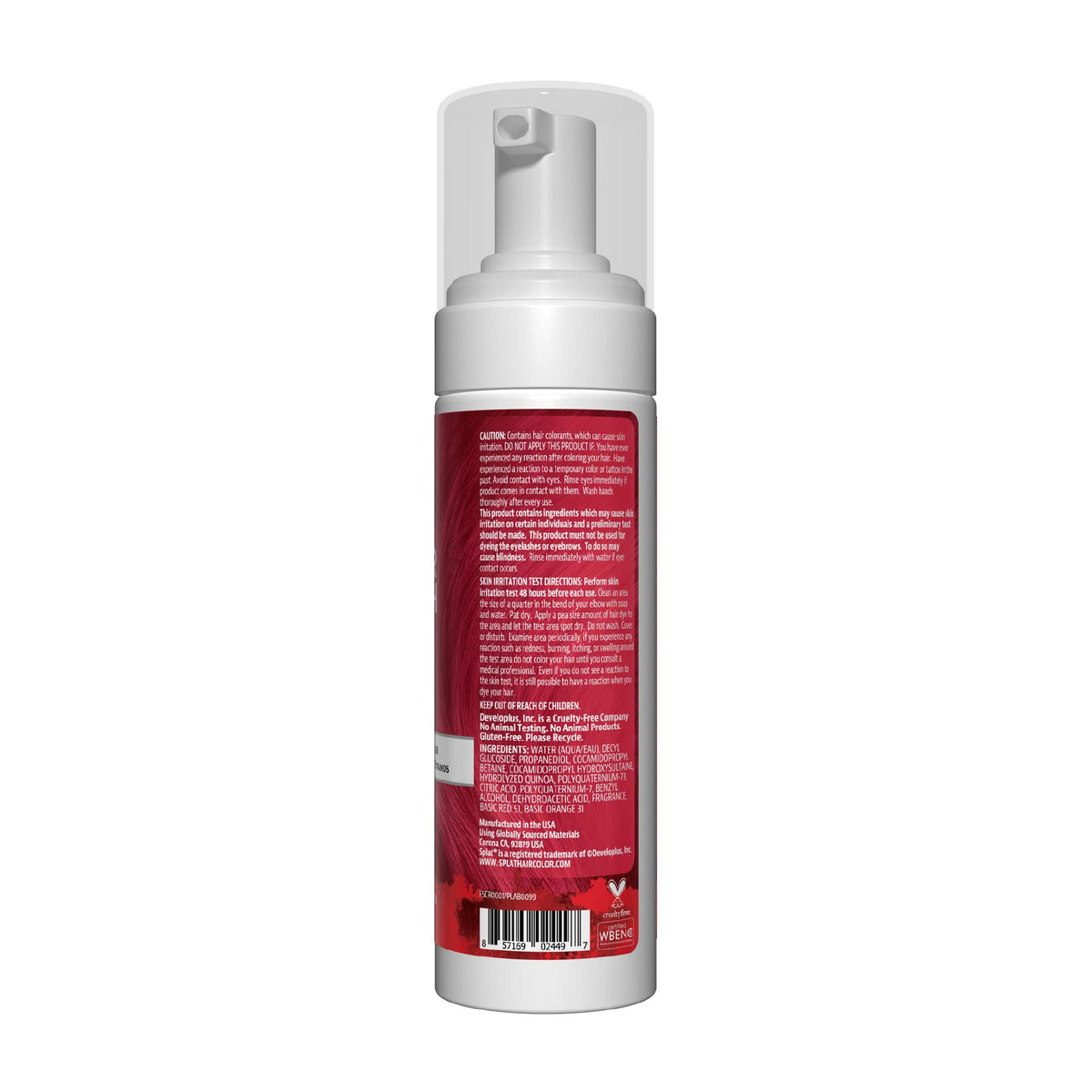 Splat Color Crush Bold Foam Hair Color, Red, 5 oz., Refresh Vivid Colors in Just 10 Minutes, Lasts Up to 10 Washes, Buildable Foam Hair Product, Vegan