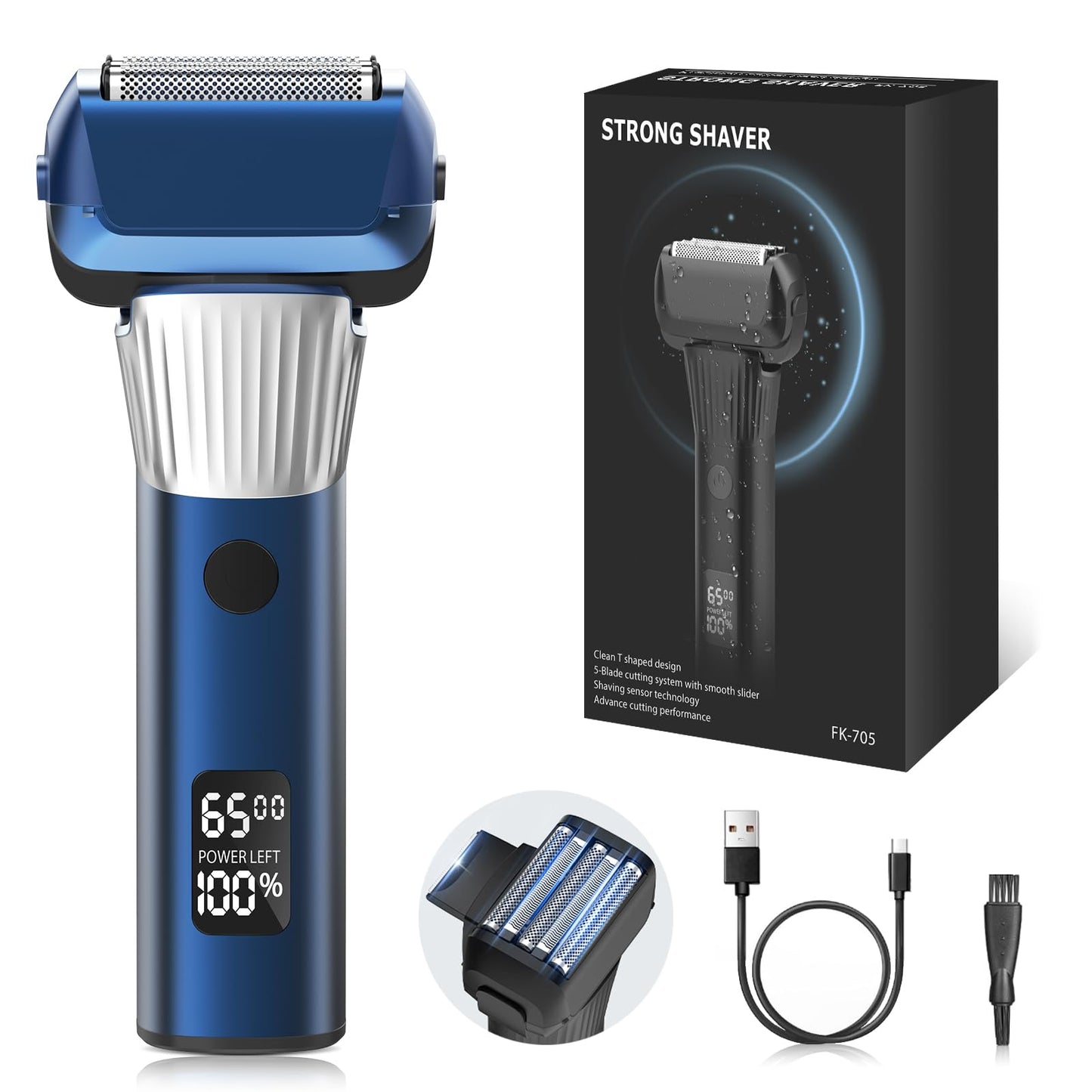 Electric Razor for Men, 2-Speed 5-Blade Electric Shavers for Men Face Cordless Rechargeable, Mens Foil Shaver Shaving Machine Wet Dry Men's Travel Beauty and Personal Care QULEM