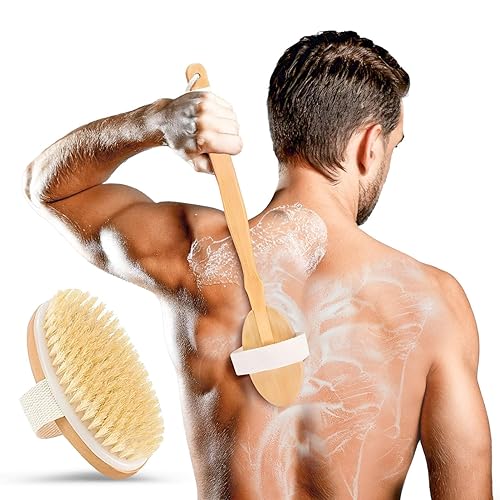 Back Scrubber for Shower - 20" Long Handle Shower Brush - Natural Bristle Back Brush - Ergonomic Handle + Silicone Anti-Slip Grip - Great Gift Idea Beauty & Personal Care rengöra