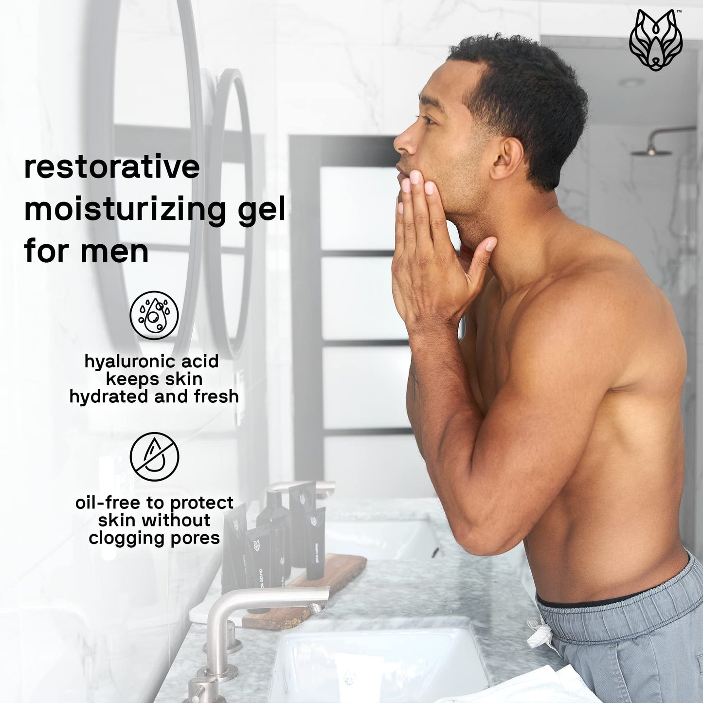 Black Wolf - Men’s Face Moisturizing Gel- 1.7 Fl Oz- Hyaluronic Acid and Aloe Vera Hydrate Your Skin and Leave It Feeling Smoother- Great for Oily Beauty & Personal Care Black Wolf