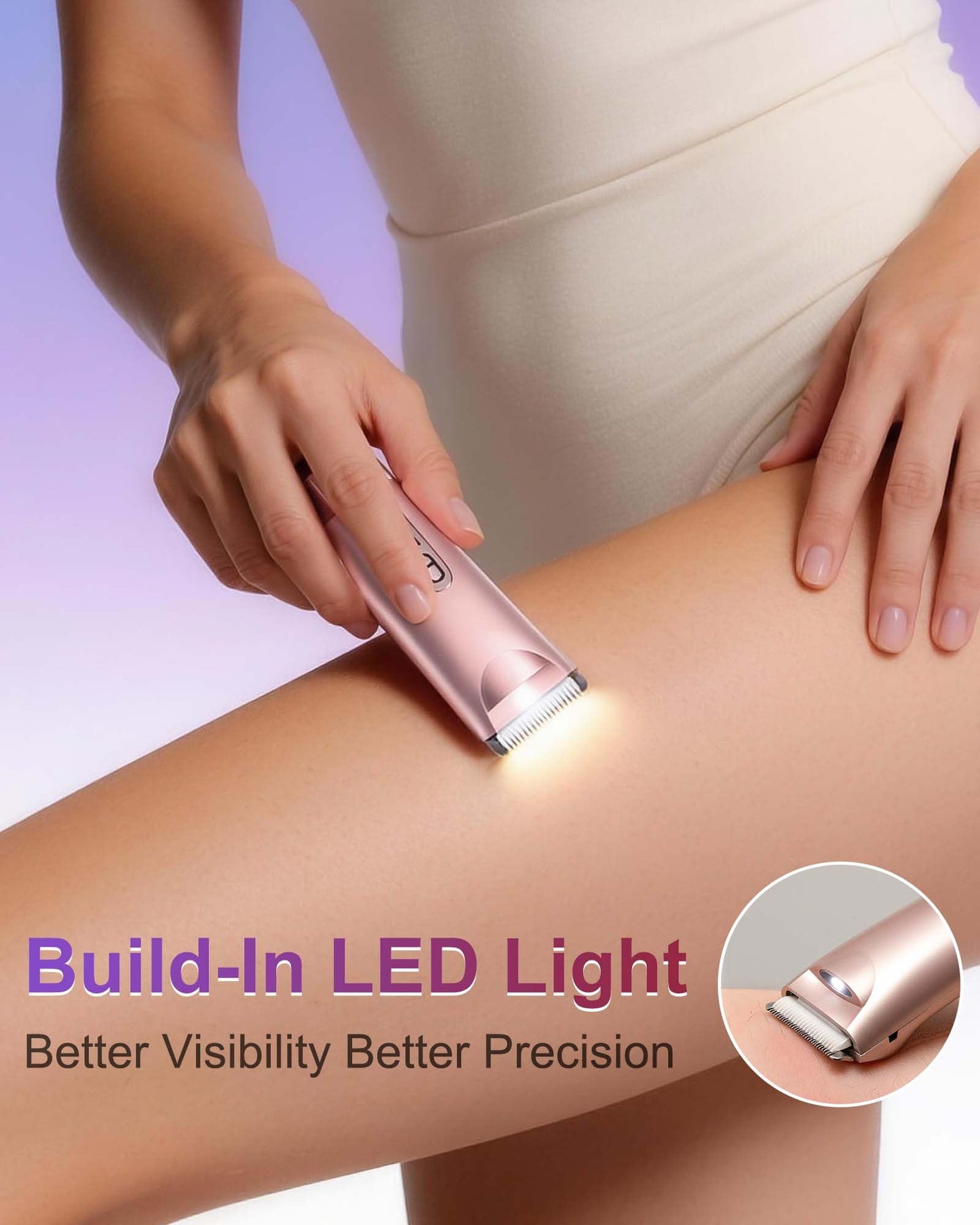 Bikini Trimmer for Women with LED Light, Dual Head Electric Razors for Women for Bikini Line, Face, Legs & Underarms, Waterproof Electric Shaver Beauty and Personal Care VEGITERIA