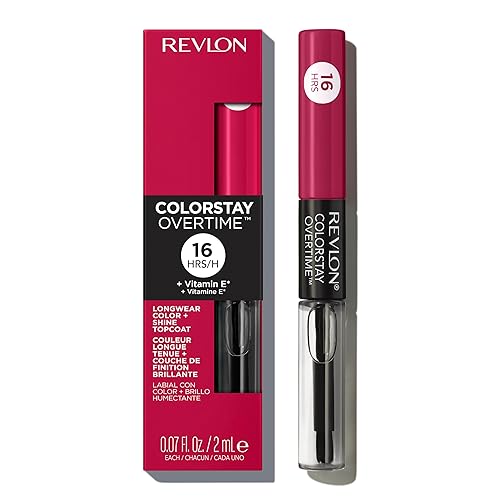 Revlon Liquid Lipstick with Clear Lip Gloss, ColorStay Overtime Lipcolor, Dual Ended with Vitamin E, 010 Non-Stop Cherry, 0.07 Fl Oz Beauty & Personal Care REVLON
