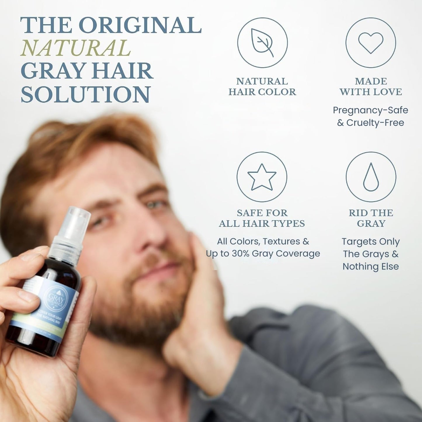 Gray Riddance Natural Hair Dye Color Spray - Vegan, Cruelty-Free, Ammonia-Free, Non-Toxic, Permanent, Brown Hair Color - 100% Gray Coverage Beauty & Personal Care Gray Riddance