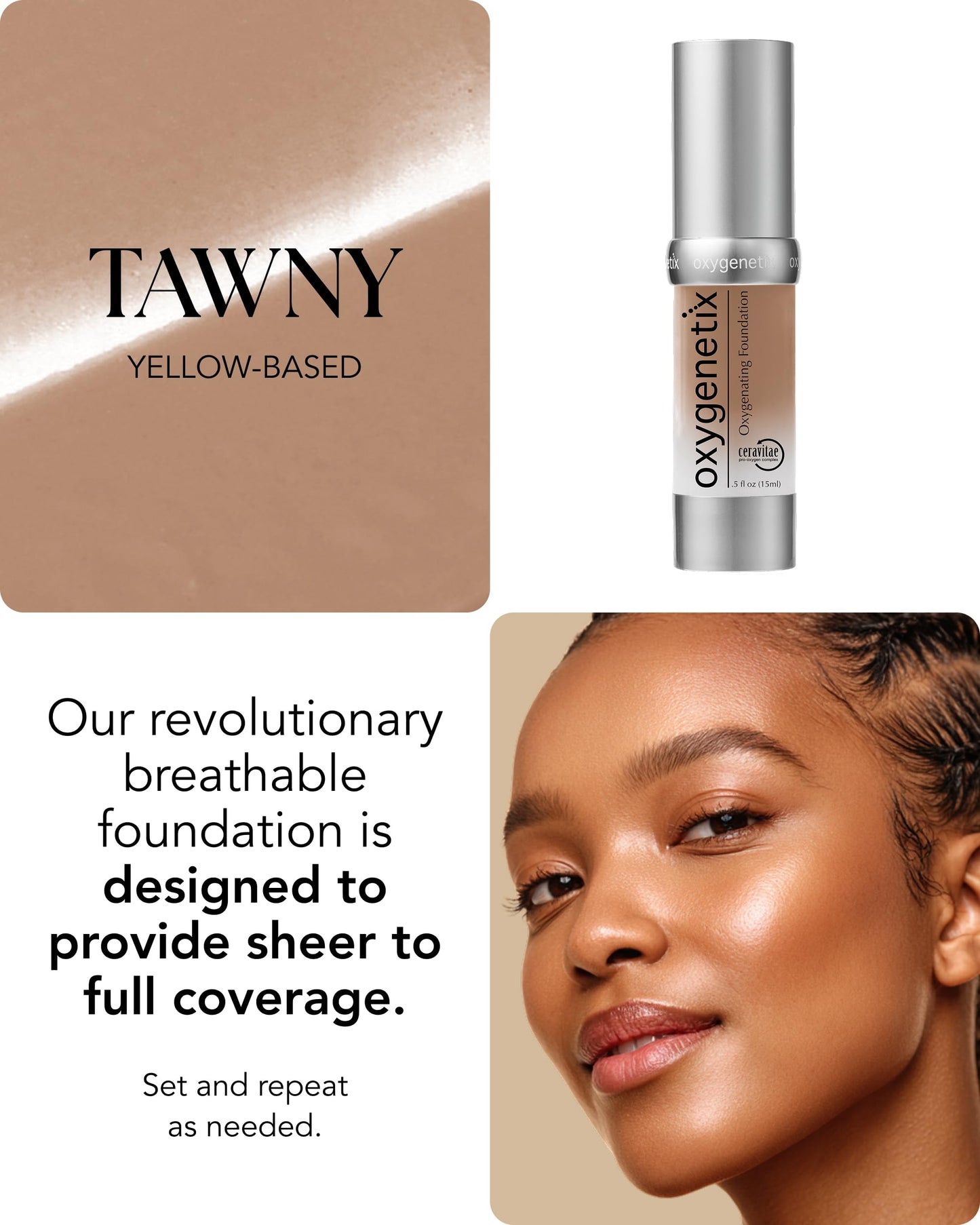 Oxygenetix Oxygenating Foundation - Tawny | Breathable Makeup for Face | Buildable Coverage with Weightless Feel | Longwear Foundation for Women | Beauty & Personal Care Oxygenetix
