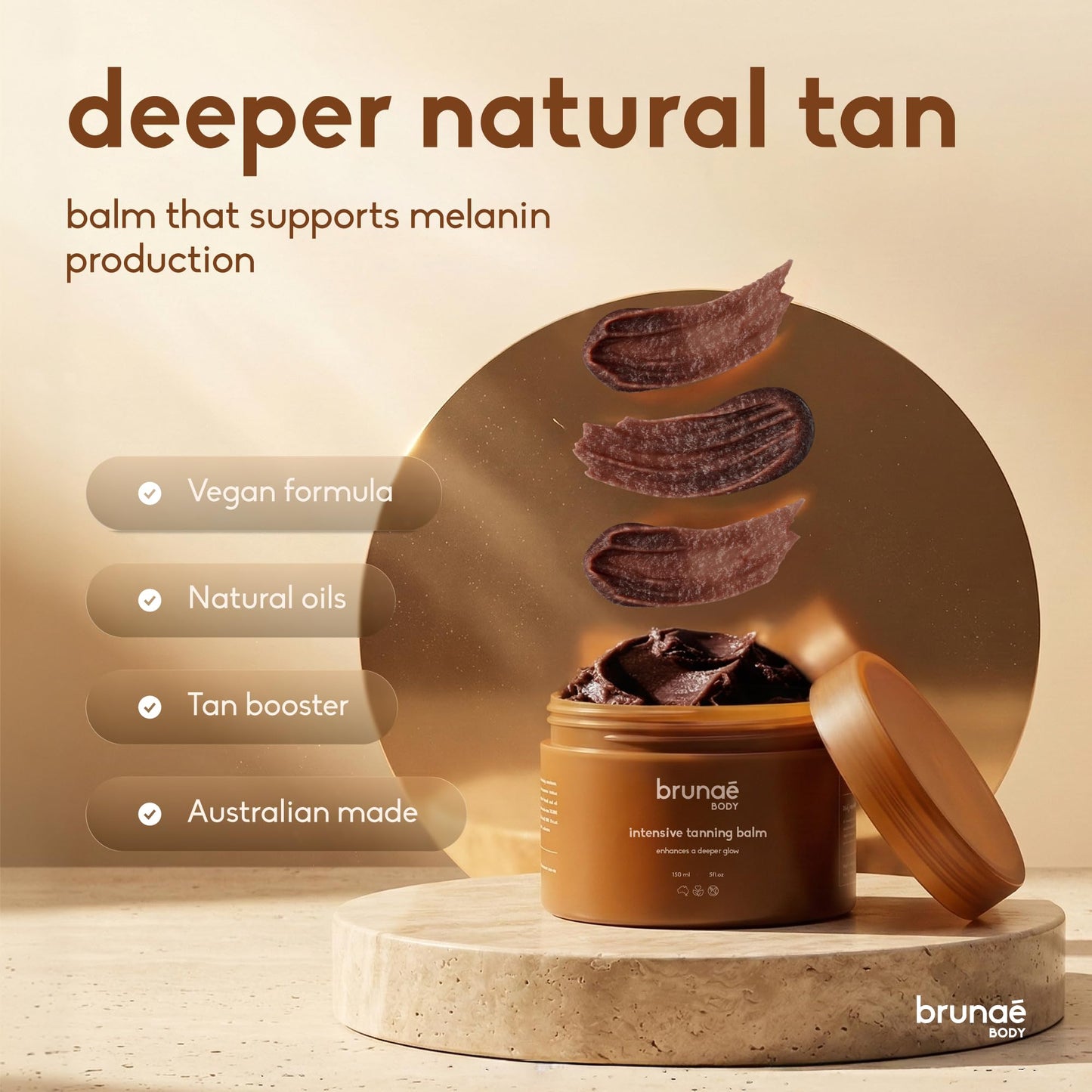 BRUNAE BODY® Intensive Tanning Bed Balm [FOR DARKER & FASTER TAN] - Natural Tan Accelerator Lotion for Sunbed - Sun Tanning Lotion for Women & Men Beauty & Personal Care Brunae Body