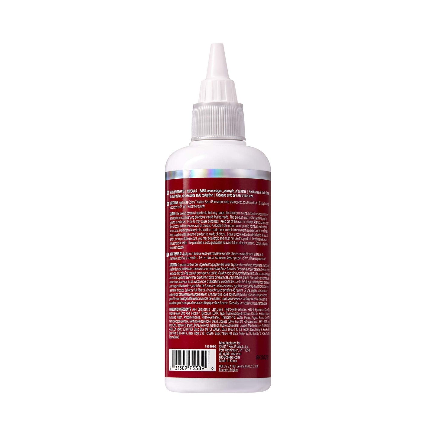 Red by Kiss Tintation Semi-Permanent Hair Color, Aloe Vera Water Based, Argan Oil, Olive Oil, Collagen & Keratin, Long-Lasting Color Dye (Crimson, 5 Beauty & Personal Care Red By Kiss