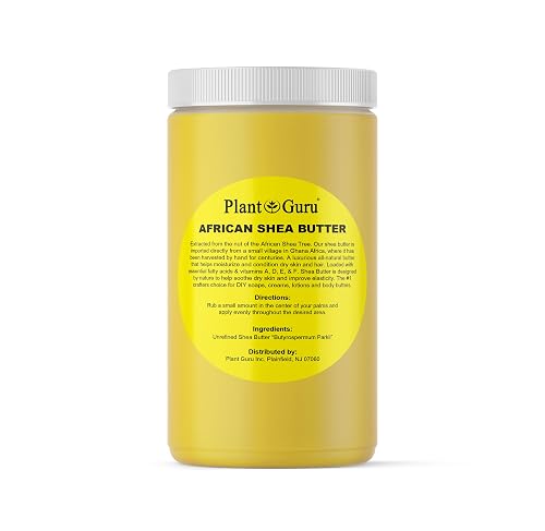 Plant Guru Raw African Shea Butter 32 oz. / 2 lbs. Jar Bulk 100% Pure Natural Unrefined YELLOW - Ideal Moisturizer For Dry Skin, Body, Face And Hair Beauty & Personal Care Plant Guru