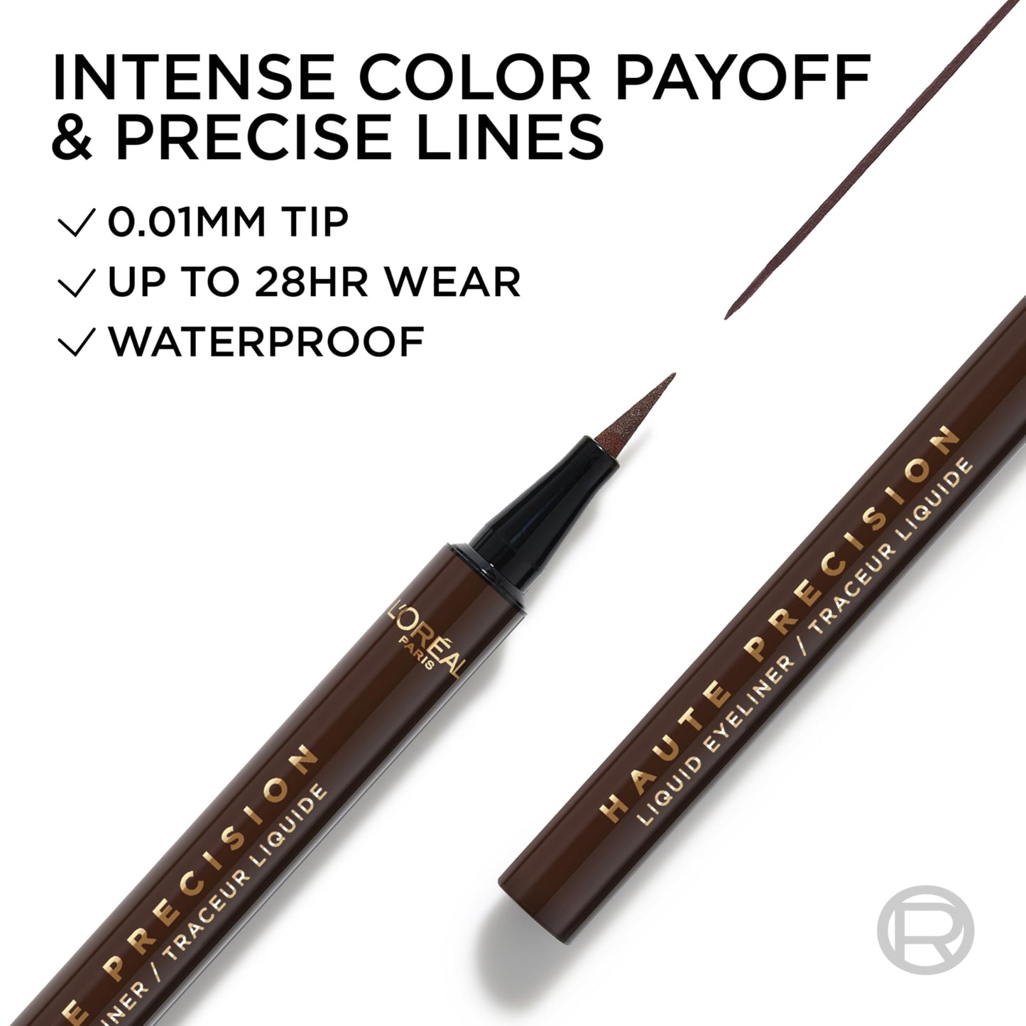 L'Oreal Paris Haute Precision Waterproof Liquid Eyeliner, Smudge-Proof Eye Liner with Micro-Tip, for up to 28HR Eye Makeup Wear, 020 Brown Leather Beauty & Personal Care L'Oreal Paris