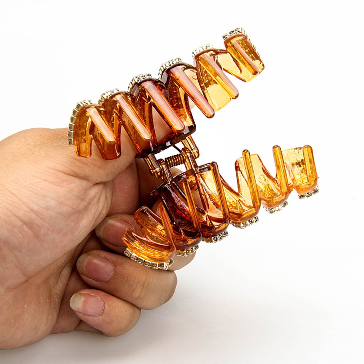 Exquisite Acrylic Rhinestones Large Fancy Hair Claw Clip - Women Lady Girls Elegant Crystal Jaw Clips Hairpin for Thick Hair (Brown) Beauty & Personal Care Numblartd