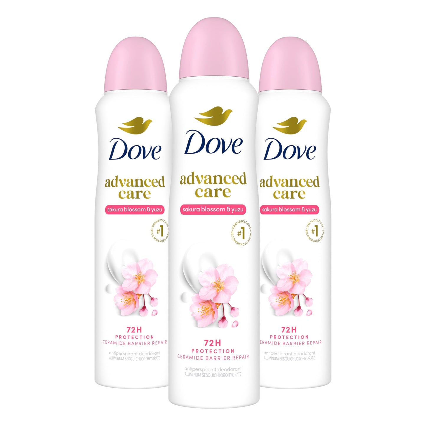 Dove Advanced Care Antiperspirant Deodorant Spray for Women 3 Pack Sakura Blossom & Yuzu 72 hour sweat and odor protection 3.8 oz Beauty and Personal Care Dove