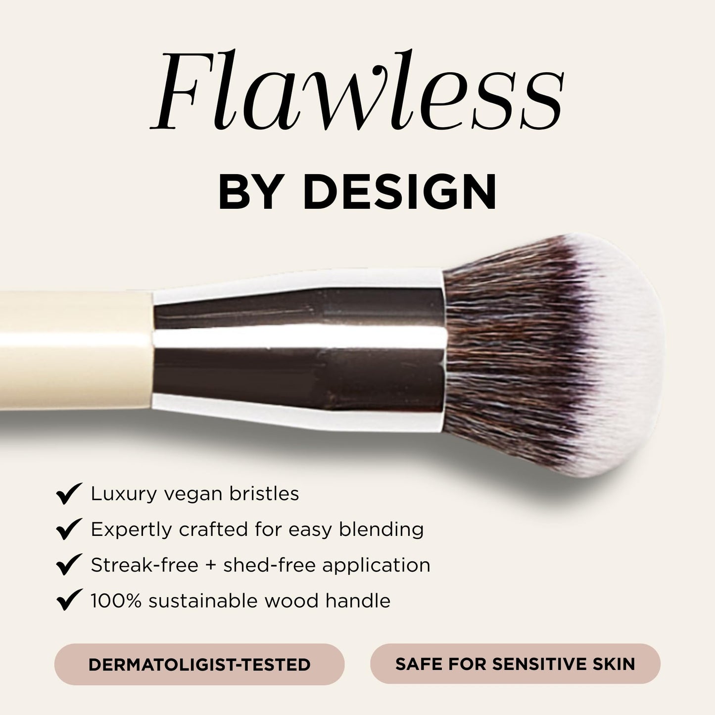 HALEYS Kabuki Makeup Brush - Vegan Foundation Brush for Liquid, Cream & Powder, Seamless Blending Face Brush for Concealer, Blush & Setting Powder Beauty & Personal Care HALEYS