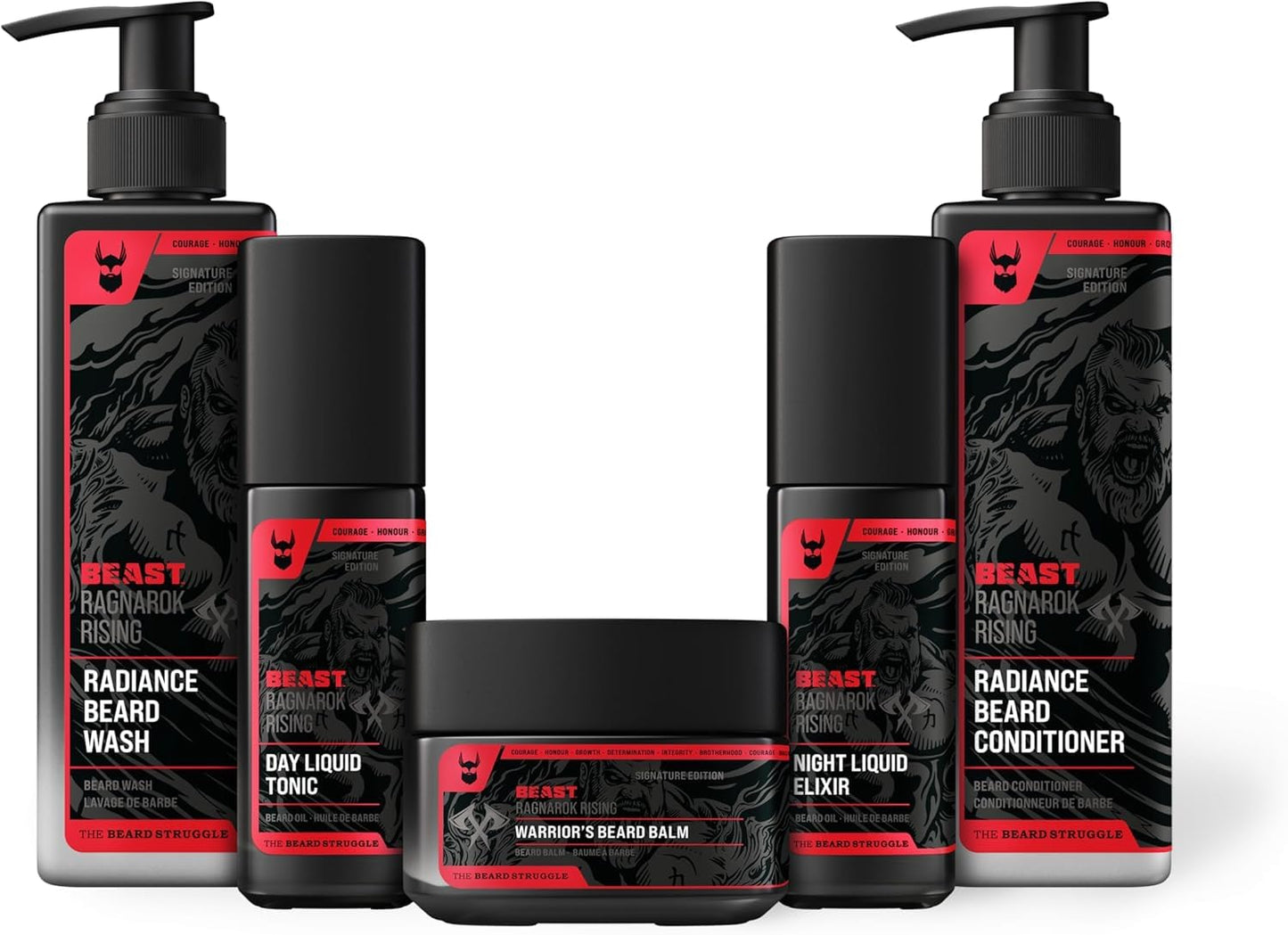 Beard Struggle Ragnarok Rising Eddie Hall Beast Line - Signature Beard Care Kit - Includes Balm, Wash, Conditioner, Night & Day Oil Beauty and Personal Care The Beard Struggle