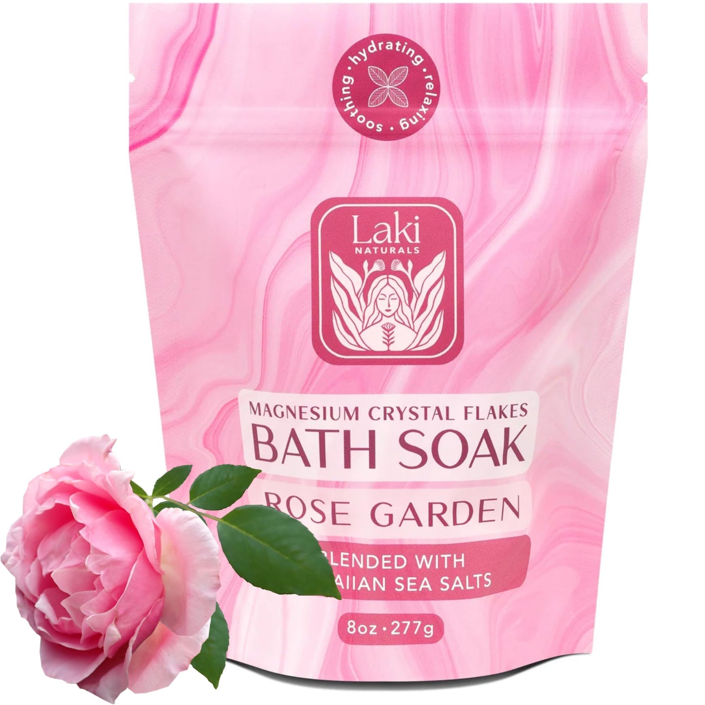 Magnesium Flakes Bath Soaks (8 oz) - Hawaiian Sea Salt Bath Soak w/Essential Oils - Bath Salts for Relaxation - Detox Bath Salt to Promote Sleep Beauty and Personal Care Laki Naturals