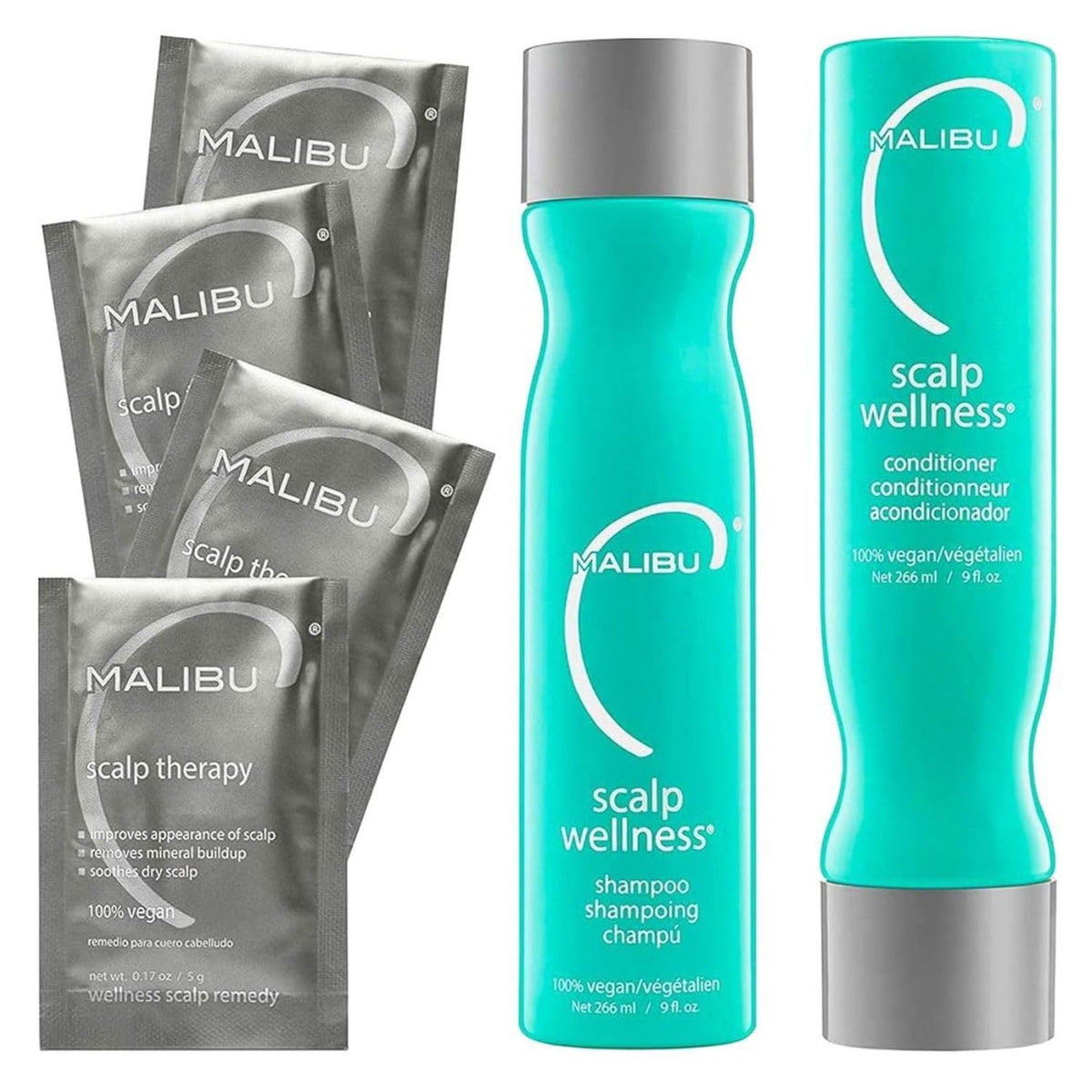 Malibu C Scalp Wellness Collection - Soothing Shampoo and Conditioner Hair Care Set for Dry Scalp - Formulated with Vitamin C Antioxidant Complex -