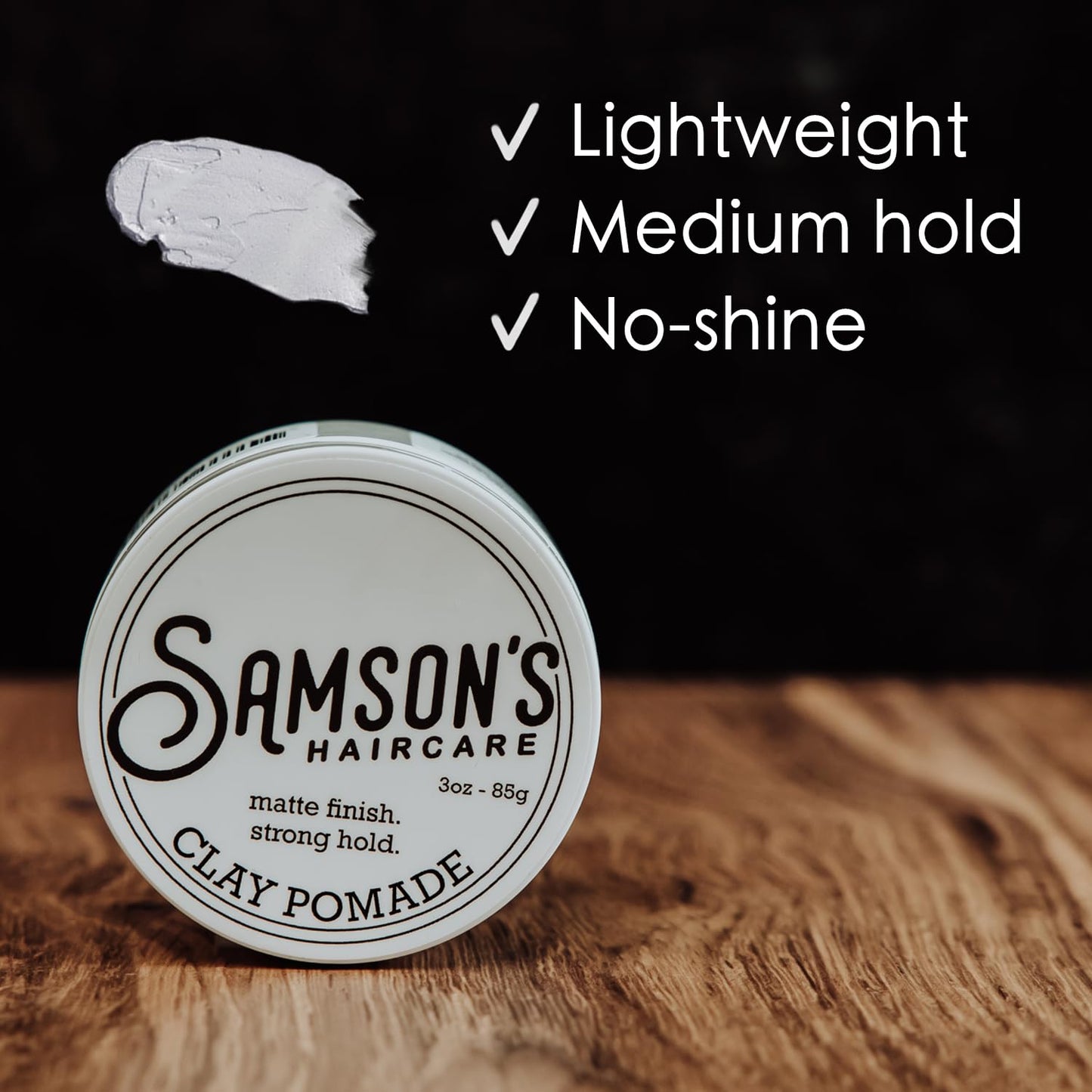 SAMSON'S HAIRCARE Lightweight, Medium Hold, No-Shine, Water-Based Clay Pomade - Nourishes and Holds Hair, 3 oz. Beauty & Personal Care SAMSON'S HAIRCARE