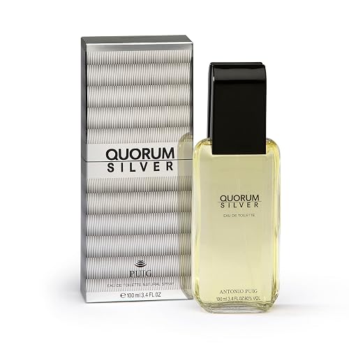 Quorum by Antonio Puig for Men - Classic, Woody Spicy Designer Cologne For Him - Cedar, Mandarin Orange And Pink Pepper Notes - Sophisticated Beauty & Personal Care QUORUM SILVER