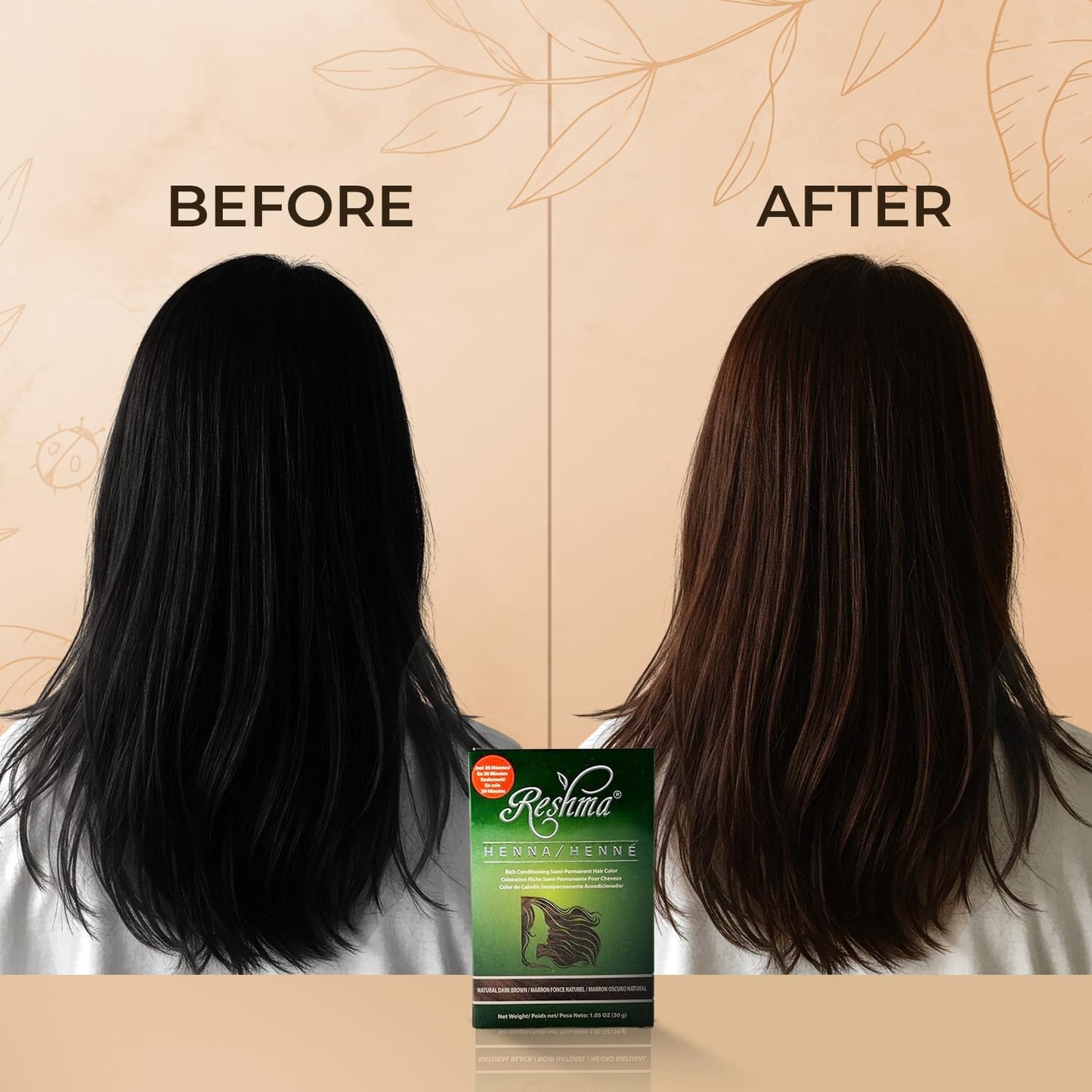 Reshma Beauty 30 Minute Henna Hair Color Infused with Organic Henna Lawsonia Inermis 100% Gray Coverage for Soft, Shiny Hair, Plant-Based Hair Beauty & Personal Care Reshma Beauty
