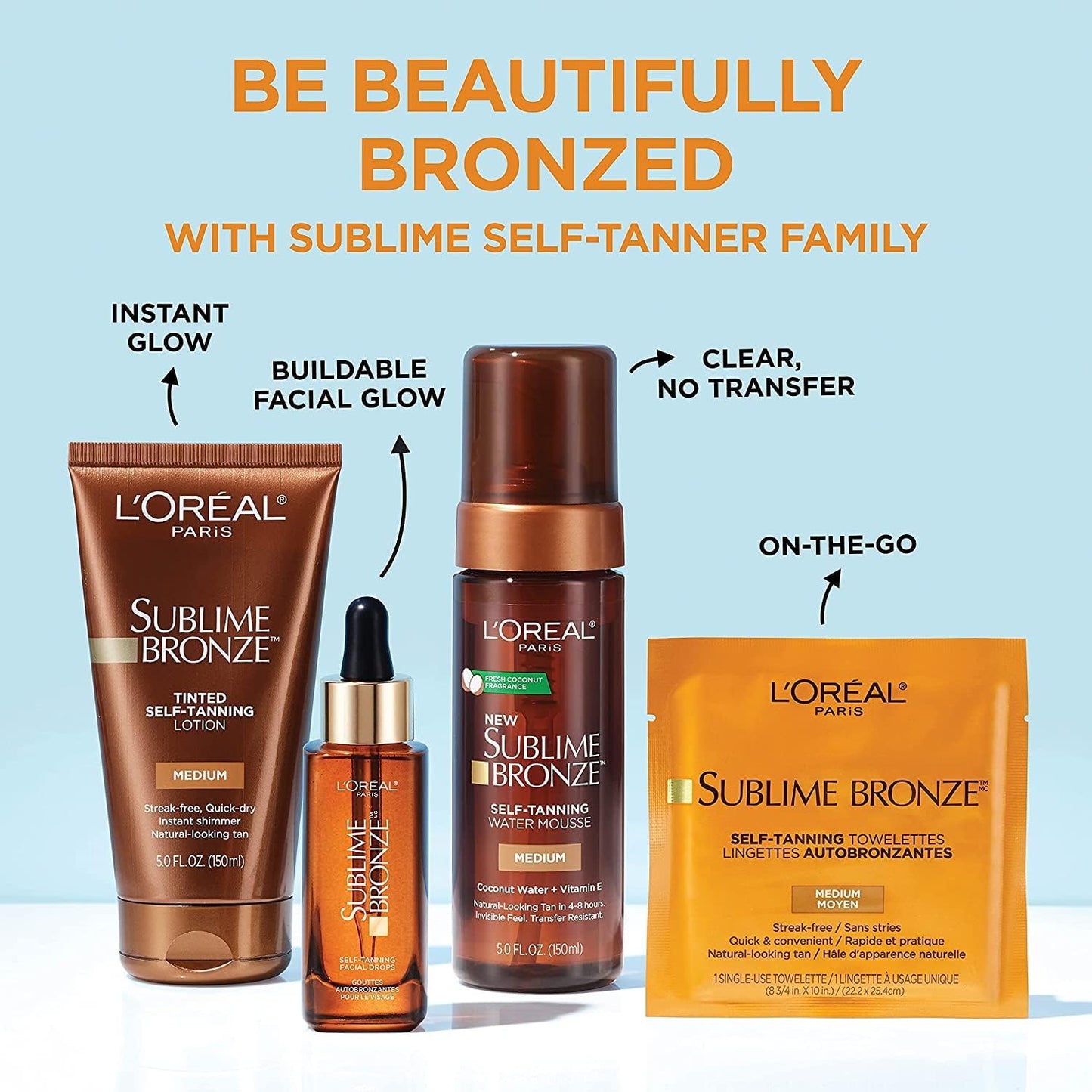 L'Oreal SUBLIME BRONZE Tinted Self-Tanning Lotion Medium Natural Tan 5 oz Beauty & Personal Care L'Oreal Paris