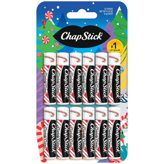 ChapStick Bulk Lip Balm, Candy Cane Packs (12 Sticks) - Fresh & Minty Lip Moisturizer, Stocking Stuffer, 0.15 Oz Ea Beauty & Personal Care ChapStick