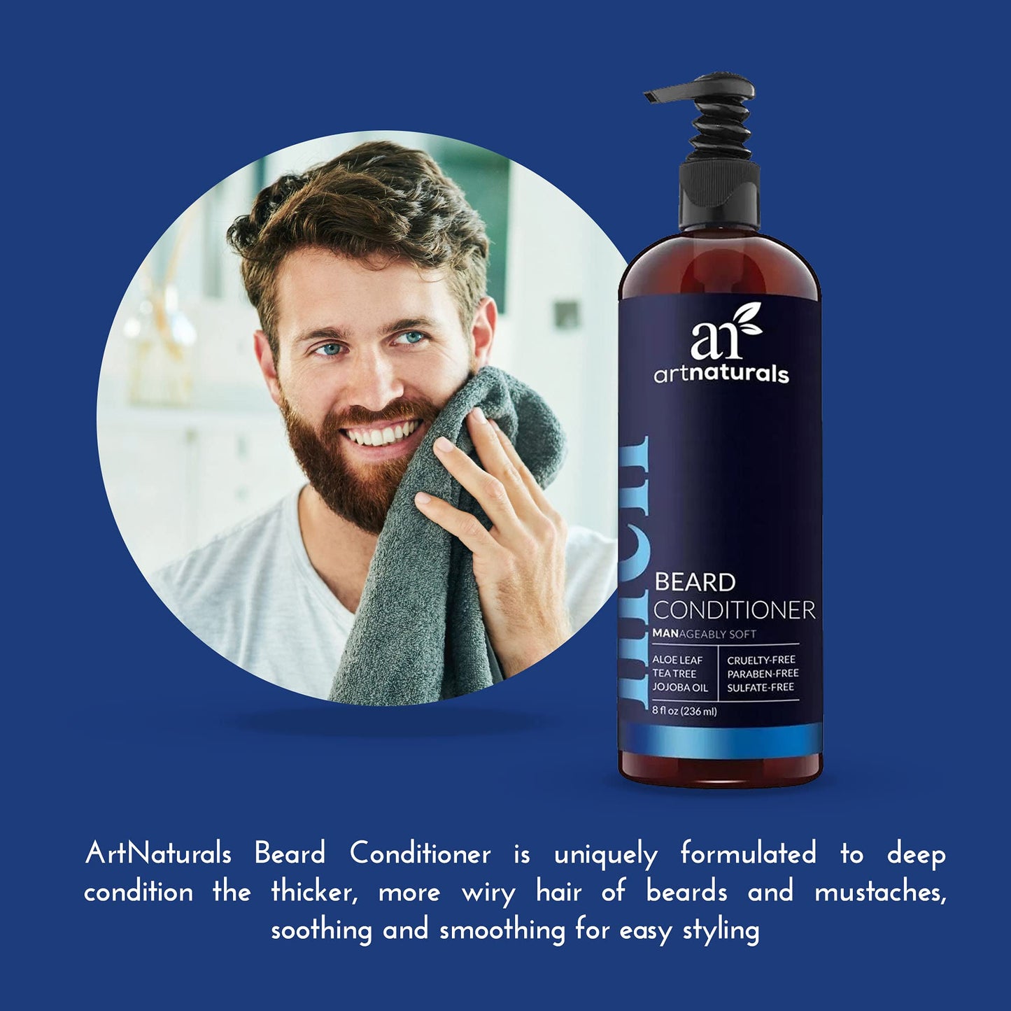 Artnaturals Natural Beard Deep Conditioner - (8 Fl Oz / 236ml) - Infused with Aloe Vera, Tea Tree and Jojoba Oil Beauty and Personal Care Artnaturals