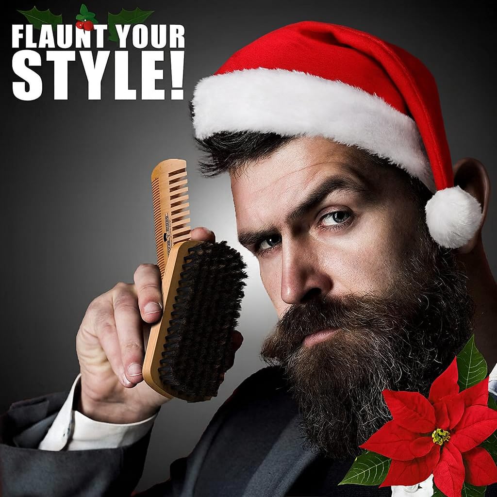 Beard Brush For Men & Beard Comb Set w/Mustache Scissors Grooming Kit, Natural Boar Bristle Brush, Dual Action Wood Comb, And Travel Bag Great Beauty & Personal Care GROW ALPHA BEARD