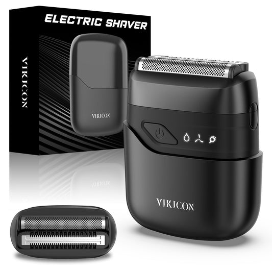 VIKICON® Electric Foil Shavers for Men, Compact Travel Face Shaver, Mini Razor for Shaving Face, Portable On-The-Go Shaver w/Dual Floating Blades Beauty and Personal Care VIKICON