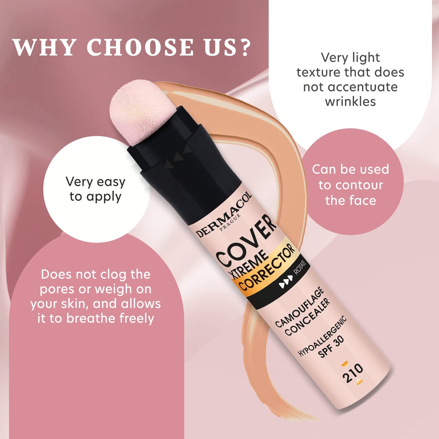Dermacol - Cover Xtreme Corrector Contour Stick, Long Lasting Non-Allergenic Liquid Contour with SPF30, High Coverage Light Formula Corrector Beauty & Personal Care Dermacol