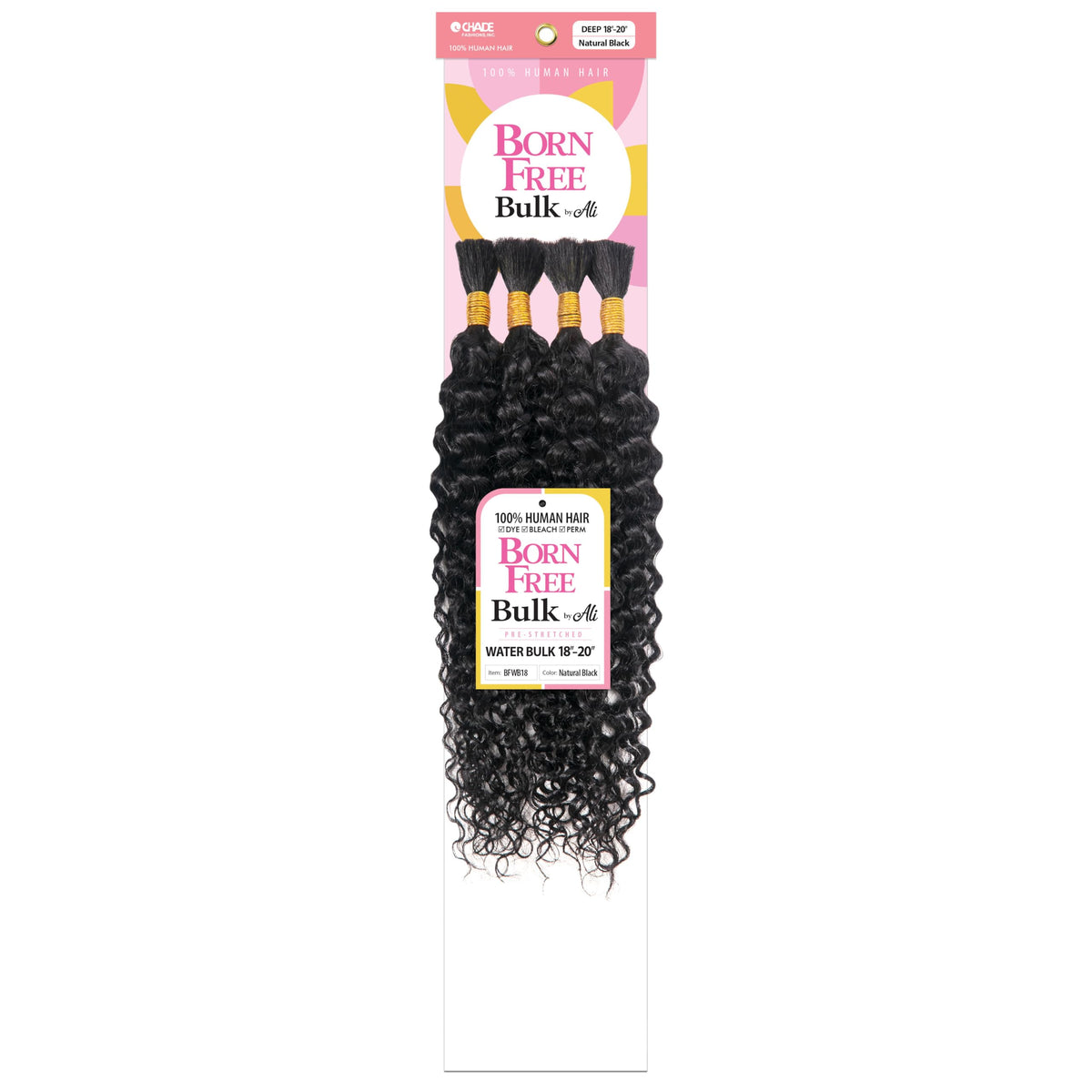 Born Free Bulk by Ali 100% Human Hair Pre Stretched Micro Braiding Hair - WATER BULK 18"-20" (27)