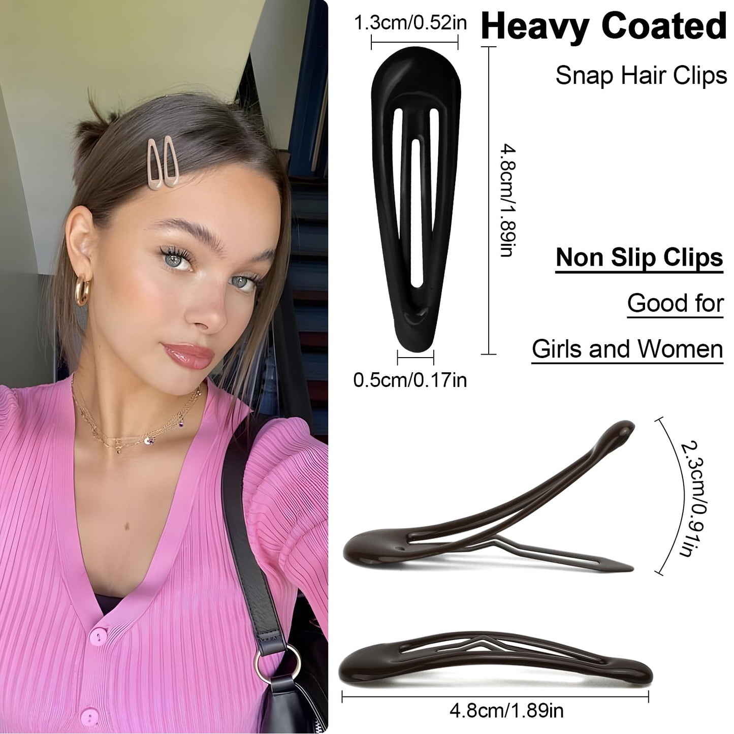 GKETN Snap Hair Clips for Women Water Drop Non Slip Hair Barrettes Heavy Coated Metal Hair Clips Accessory Mixed Color 20 PCS 1.89" Beauty and Personal Care GKETN