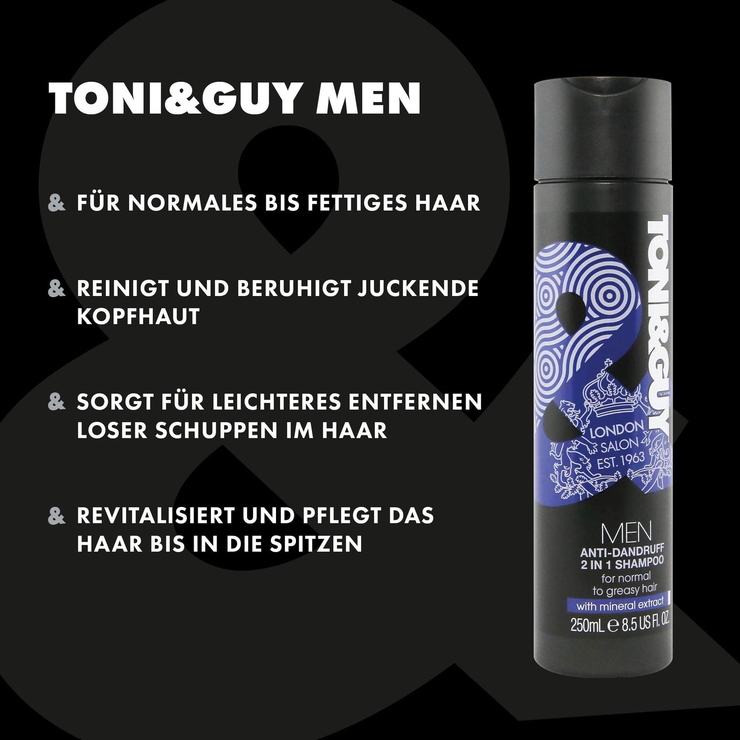 Men by Toni & Guy 2 In 1 Anti-Dandruff Shampoo & Conditioner 250ml Beauty & Personal Care TONI&GUY