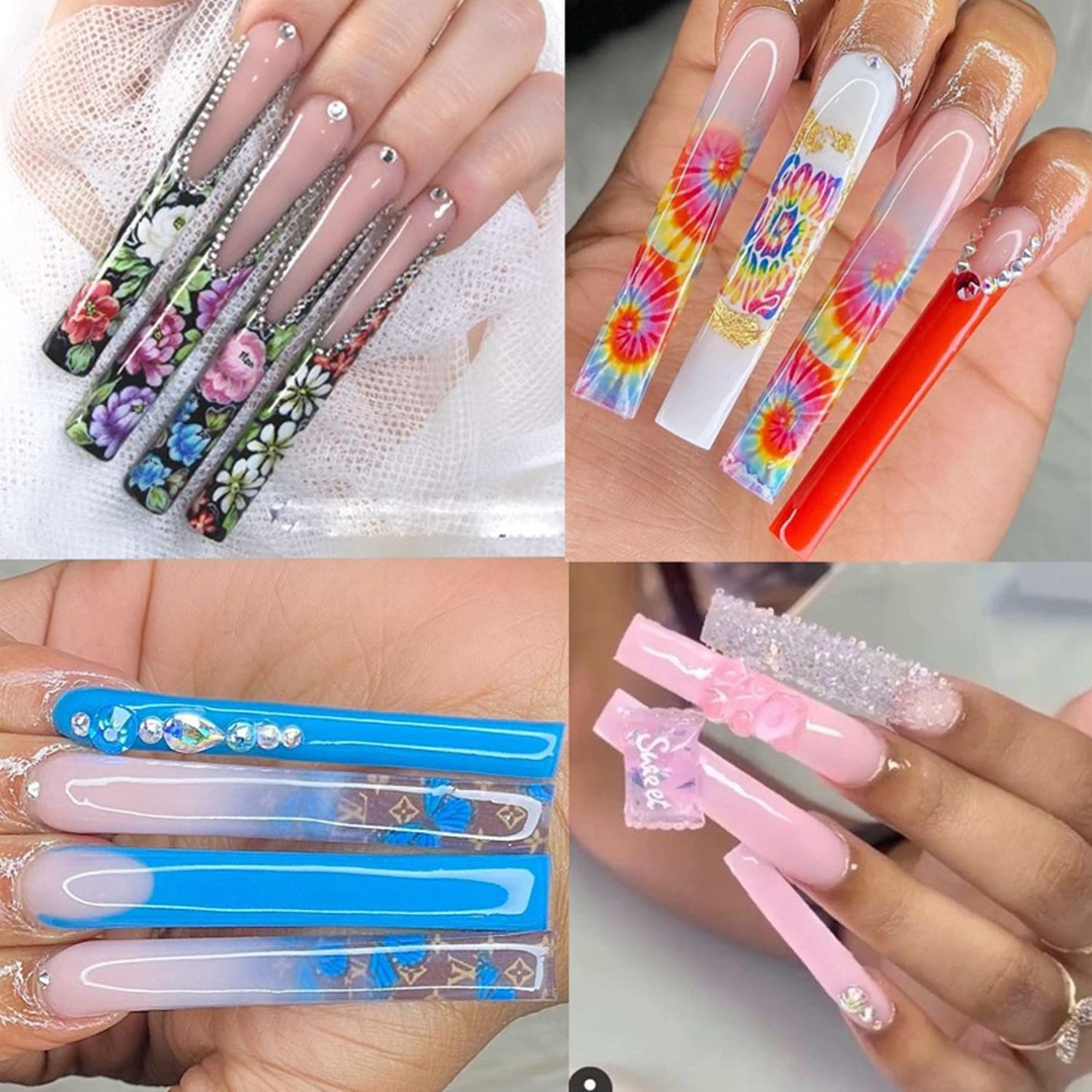 Yimart 500pcs No C Curve XXXL Square Straight False Nail Tips - Half Cover Clear Natural Extra Long Fake Nails (Skin color) Beauty & Personal Care Yimart