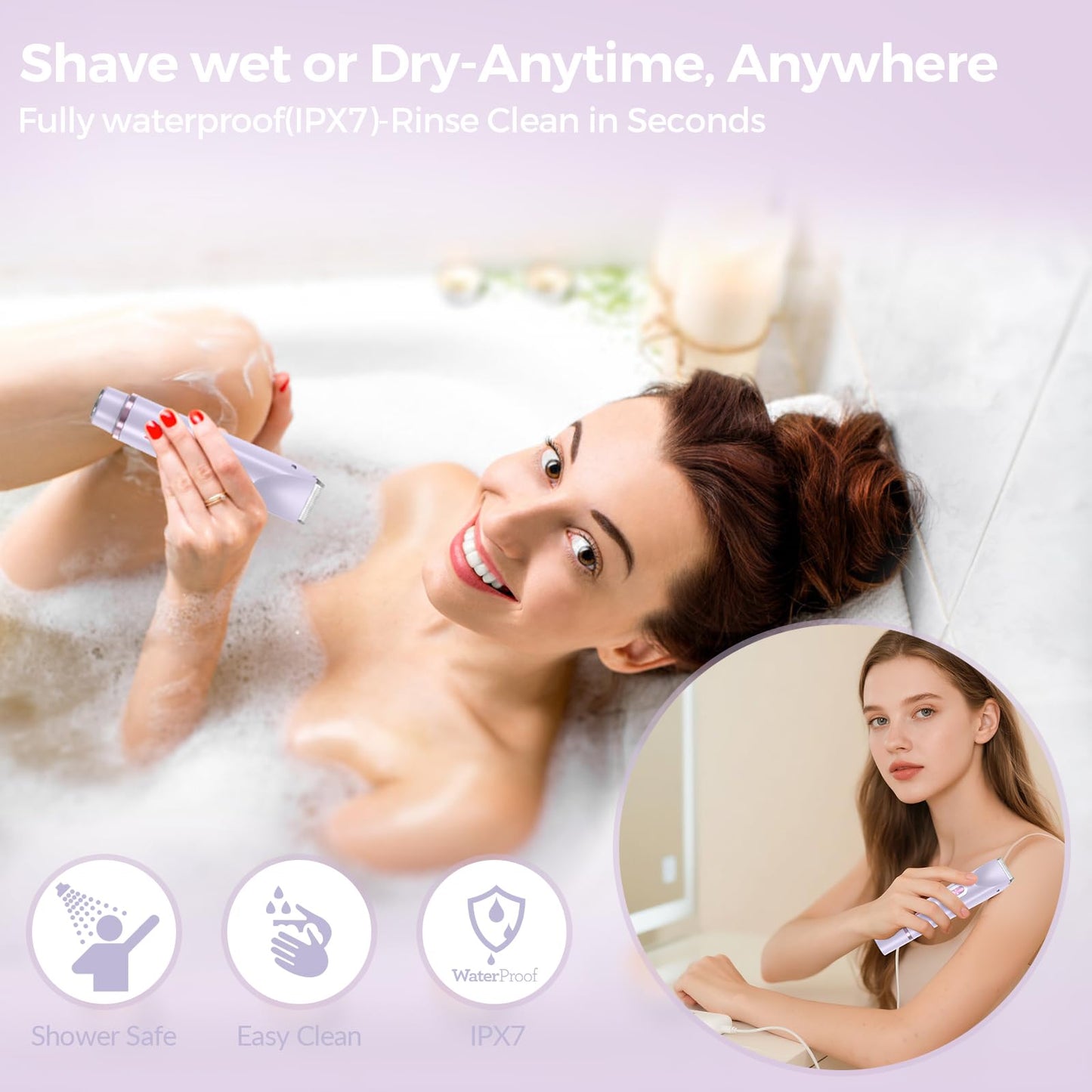 Bikini Trimmer for Women - 2-in-1 Electric Razor with Dual Heads, Ceramic Blades, Wet & Dry Use, USB Rechargeable, Skin-Friendly Shaver for Bikini Beauty and Personal Care VIOBELA
