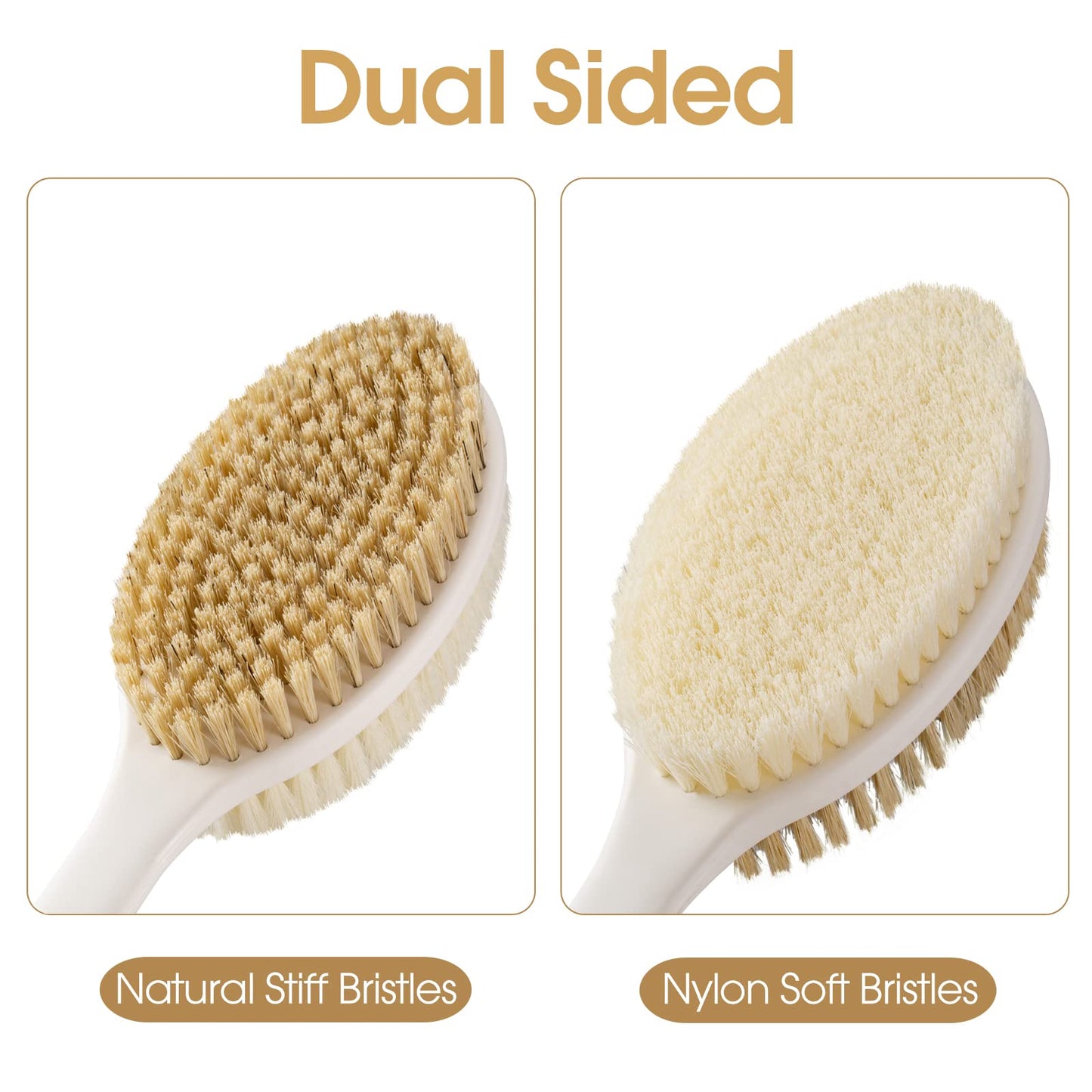 Backski Back Scrubber Anti Slip for Shower, Shower Brush Long Handle with Stiff and Soft Bristles, Body Exfoliator for Bath or Dry Brush(Blue) Beauty & Personal Care Backski
