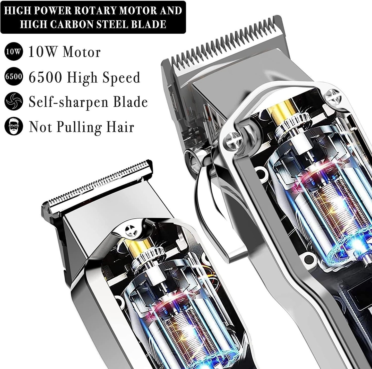 HEYLZBKCF Mens Hair Clippers 2PCS Combo Kit Adjustable Clipper Professional Trimmer for Men Barber Electric Beard Cutter Machine Rechargeable Beauty and Personal Care HEYLZBKCF