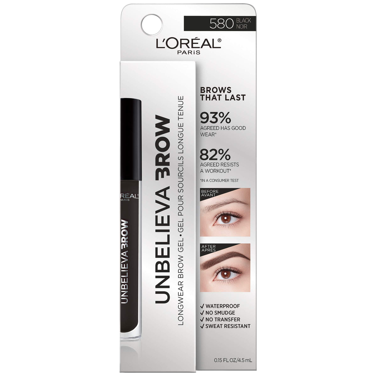 L'Oreal Paris Unbelieva-Brow Longwear Waterproof Tinted Brow Gel, Smudge-resistant, Transfer- Proof, Quick Drying, Easy and quick application