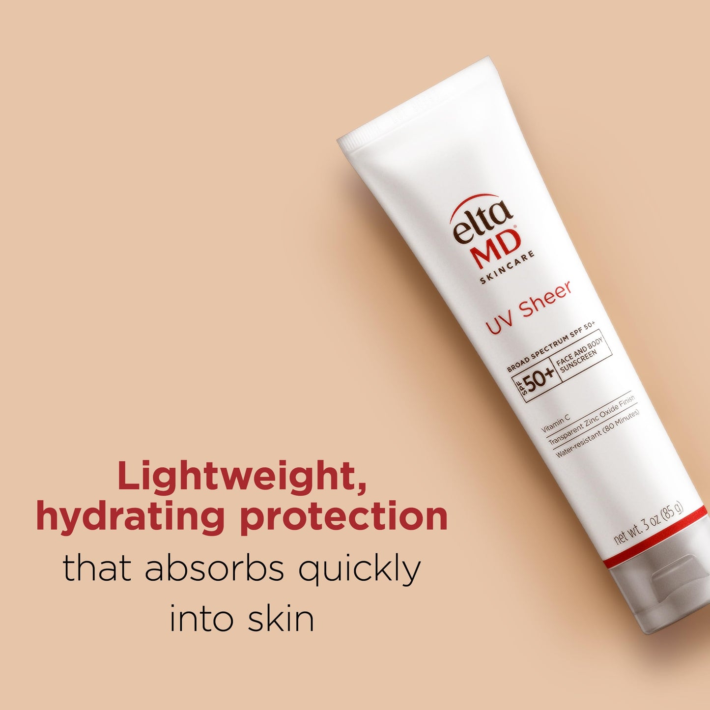 EltaMD UV Sheer Face and Body Sunscreen SPF 50+, Oil Free, No White Cast Sunscreen for Face and Body, Zinc Oxide Formula, 3.0 oz Tube Beauty & Personal Care EltaMD