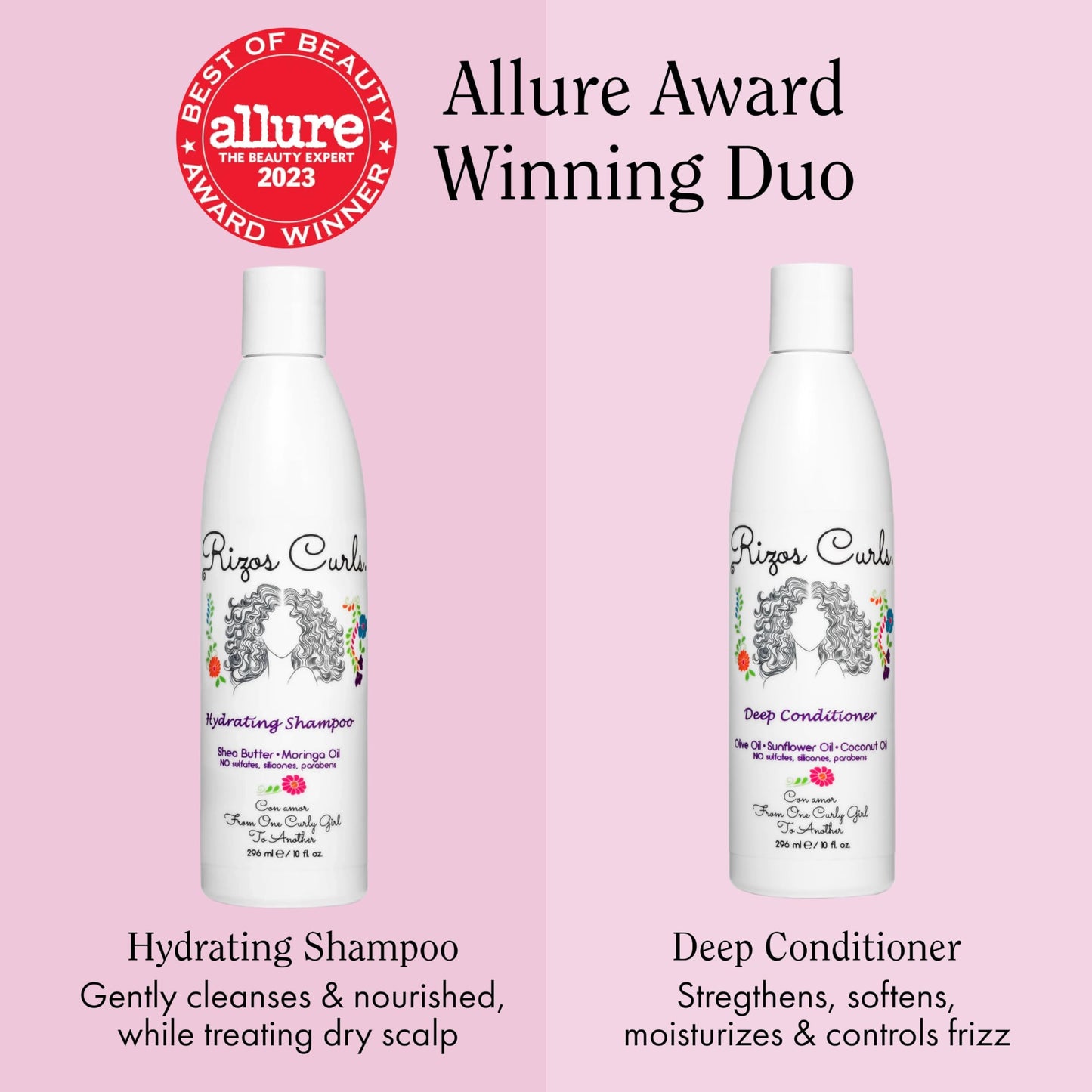 Rizos Curls Wash Day Bundle - Hydrating Shampoo & Deep Conditioner Set with Shea Butter for Every Curl Pattern 1a-4c - Gently Cleanses, Moisturizes Beauty & Personal Care Rizos Curls