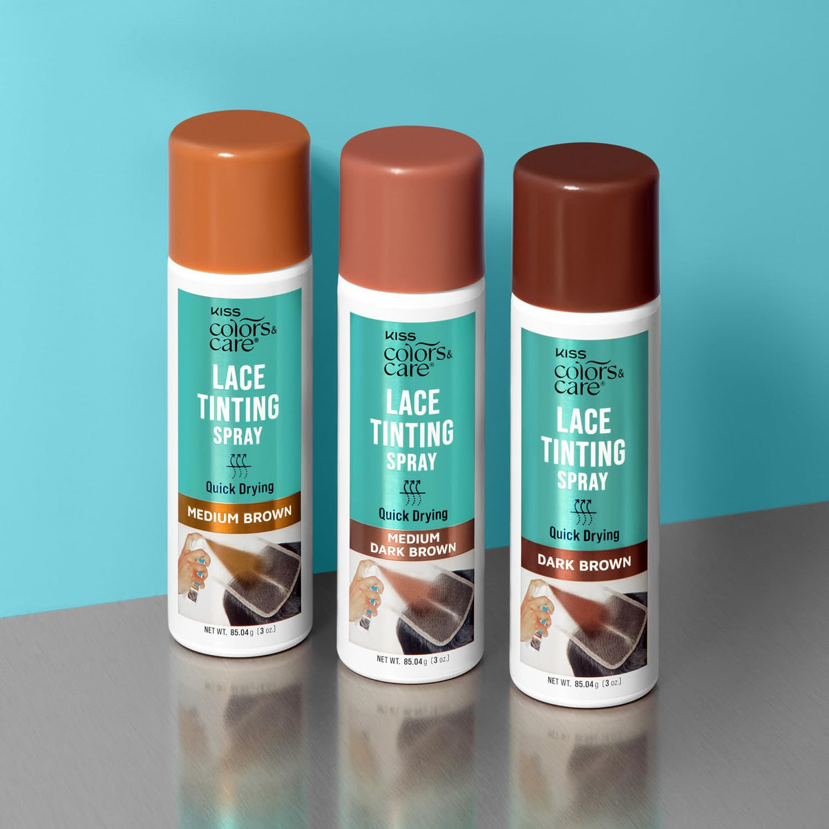 KISS Colors & Care Quick-Dry Lace Tinting Spray – Dark Brown 3 oz, Smudge-Free, Sweat-Resistant, Buildable Coverage for Natural Look Beauty & Personal Care KISS COLORS & CARE