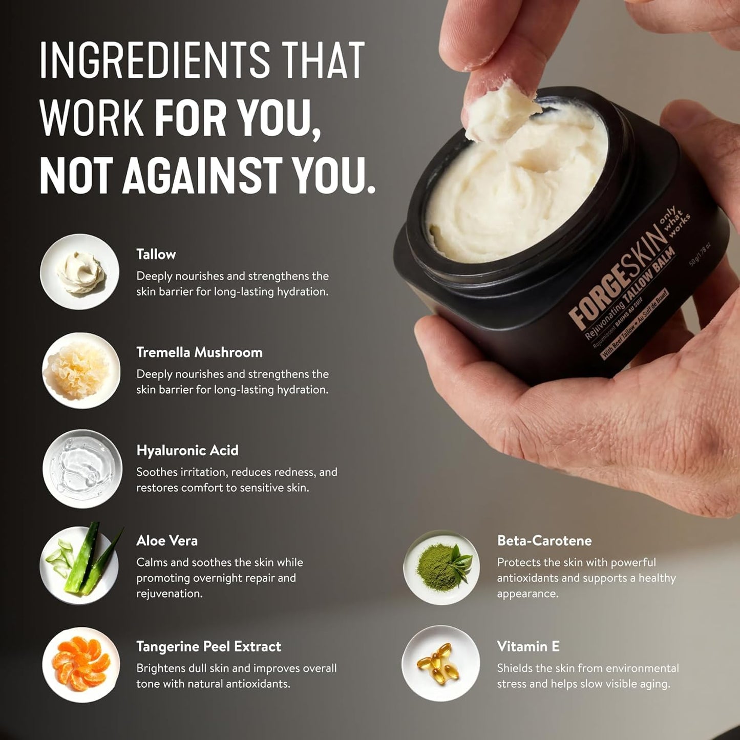 Forge Skin Beef Tallow Balm Moisturizer for Men Skin Care - Face + Body Anti Aging Wrinkle Defense, Hydration Cream - Natural Ancestral Skincare Beauty and Personal Care Forge Skin