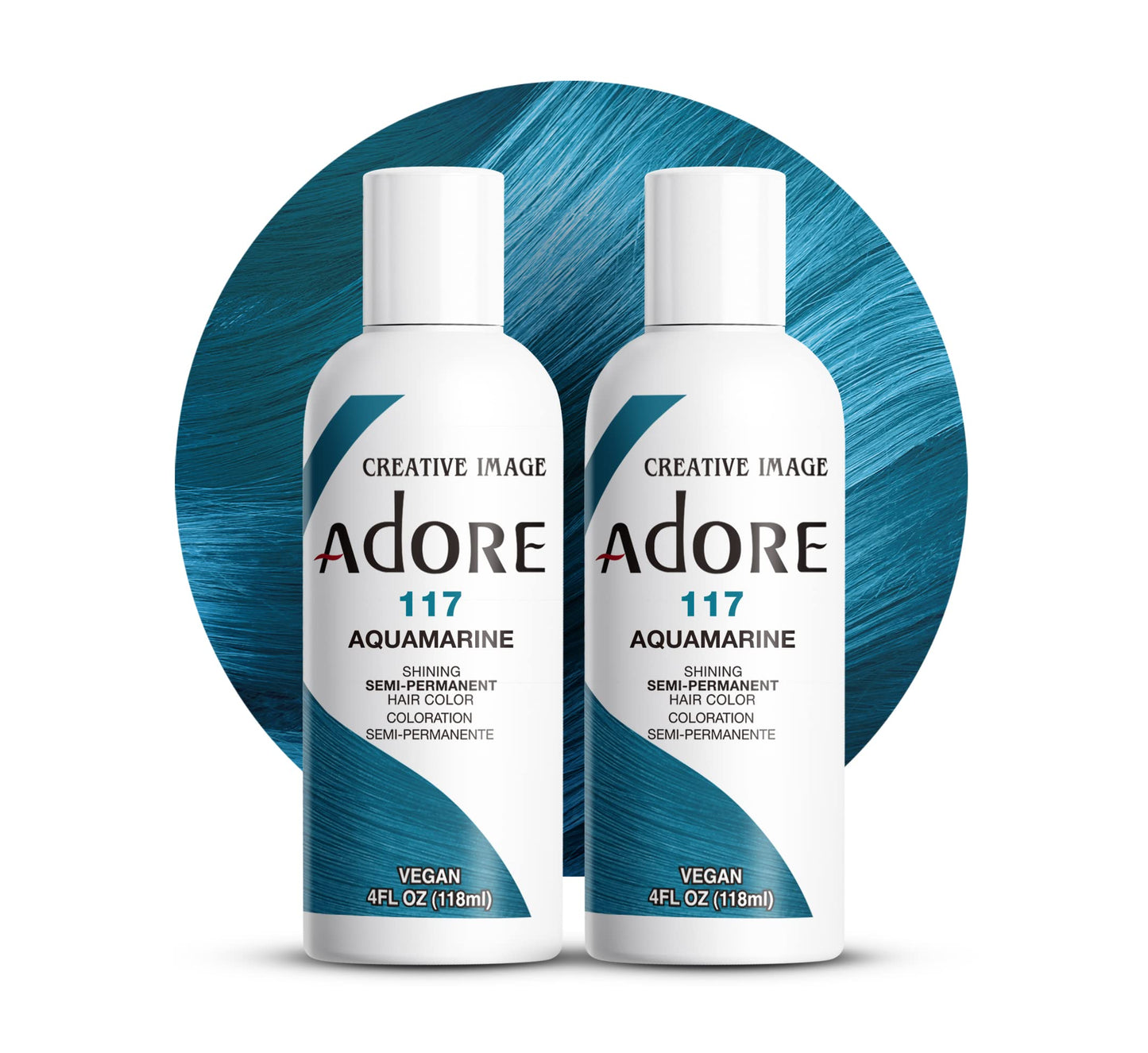 Adore Semi Permanent Hair Color (117 Aquamarine) (2 Pack) | Vegan & Cruelty-Free Blue Hair Dye | No Ammonia, No Peroxide, No Alcohol | 4 Fl Oz Beauty & Personal Care Adore