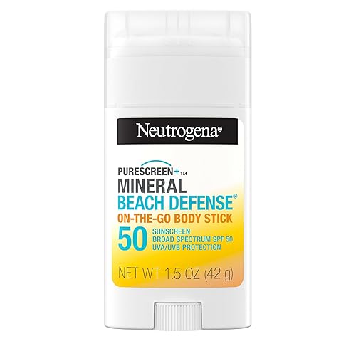 Neutrogena Purescreen+ Mineral Beach Defense On-The-Go Body Sunscreen Stick with Broad Spectrum SPF 50, Water Resistant UVA/UVB Protection, Absorbs Beauty & Personal Care Neutrogena