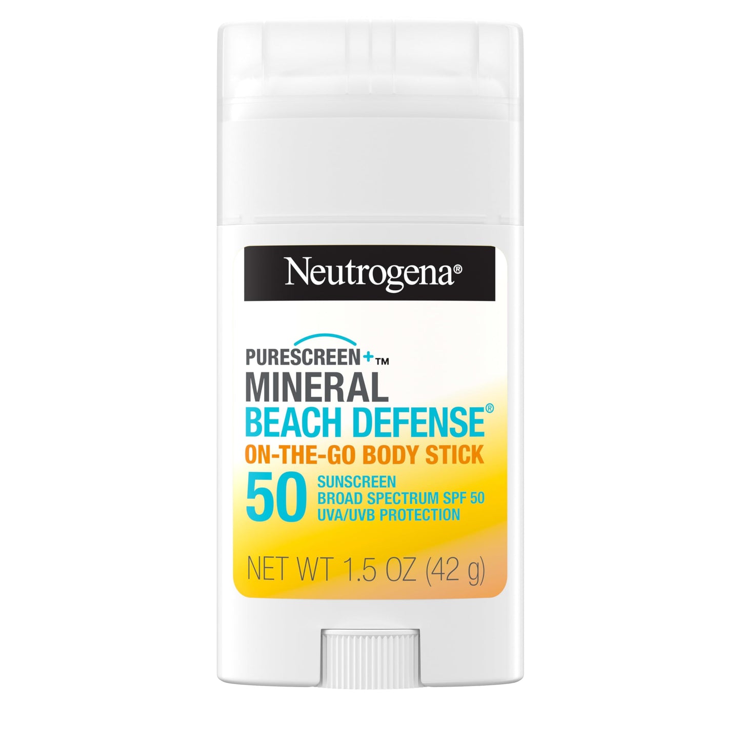 Neutrogena Purescreen+ Mineral Beach Defense On-The-Go Body Sunscreen Stick with Broad Spectrum SPF 50, Water Resistant UVA/UVB Protection, Absorbs Beauty & Personal Care Neutrogena