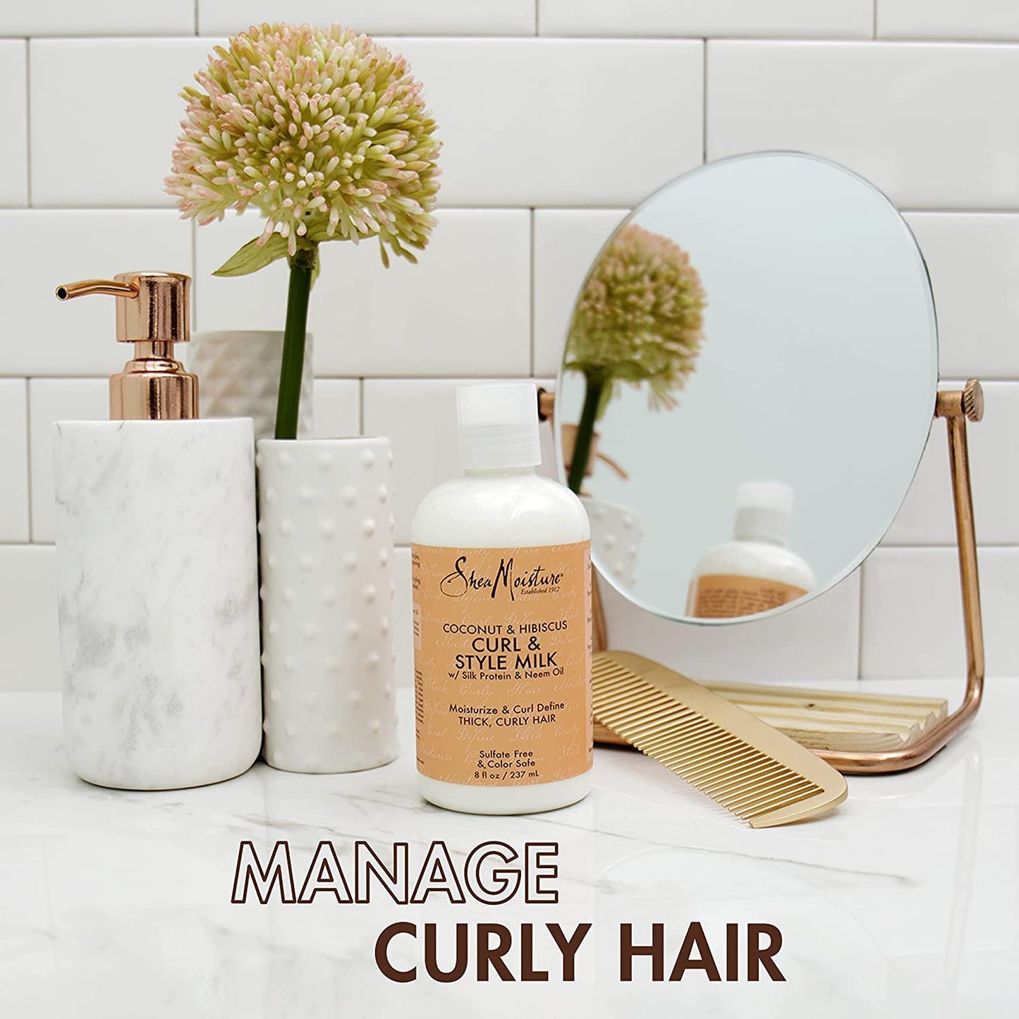 SheaMoisture Curly Hair Products, Hydrating Coconut & Hibiscus Bundle - Includes Curl & Style Milk and Curl Enhancing Smoothie, 8 oz and 12 oz Beauty & Personal Care Shea Moisture