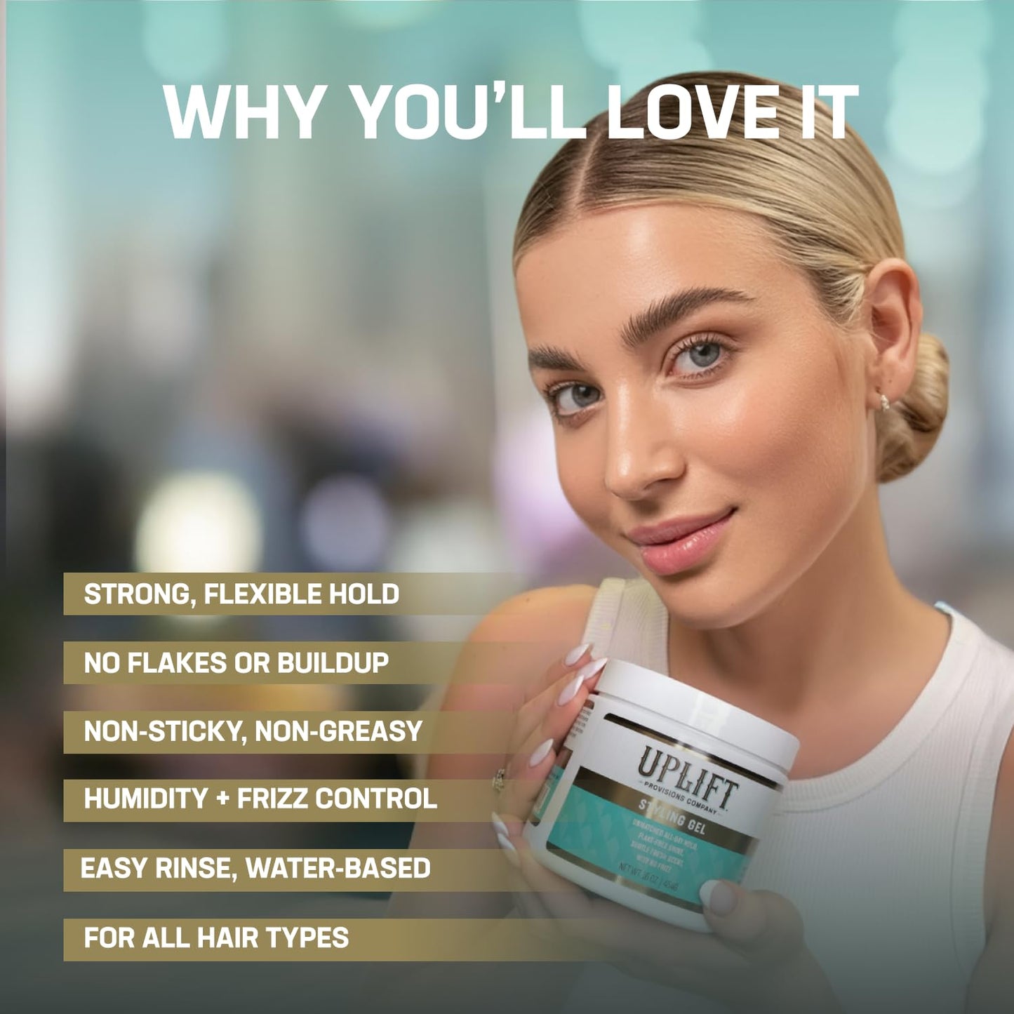 Uplift Provisions Styling Hair Gel for Men, Women & Kids - Strong Hold for Curly, Slicked-Back & Natural Hair - Non-Greasy, No Flake, 16 Fl Oz Beauty & Personal Care Uplift Provisions Company