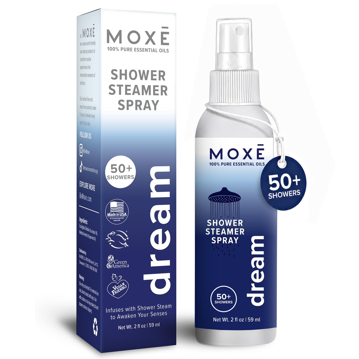 MOX? Shower Steamer Spray Dream Essential Oil Shower Spray - Relaxing Aromatherapy Mist for Home Spa Experience - Pure Plant Based Fragrance for Daily Beauty and Personal Care MOXE