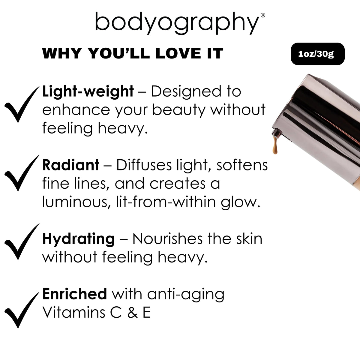 BODYOGRAPHY - NATURAL FINISH Foundation (Light #130): Oil-Free Anti-Aging Salon Natural Finish w/ Vitamin E, C, Antioxidants | Vegan, Gluten-Free Beauty & Personal Care Bodyography