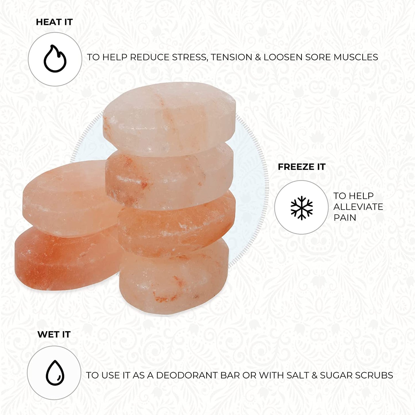 Pure Himalayan Salt Works Flat Oval Massage Stone, Pink Crystal Hand-Carved Stone for Massage Therapy, Deodorant and Salt and Sugar Scrubs, 2.5” W x Beauty and Personal Care Pure Himalayan Salt Works