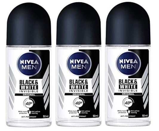 Nivea for Men Deodorant Roll On 1.69 Oz (Invisible B&W Power) Pack of 3 Beauty and Personal Care NIVEA